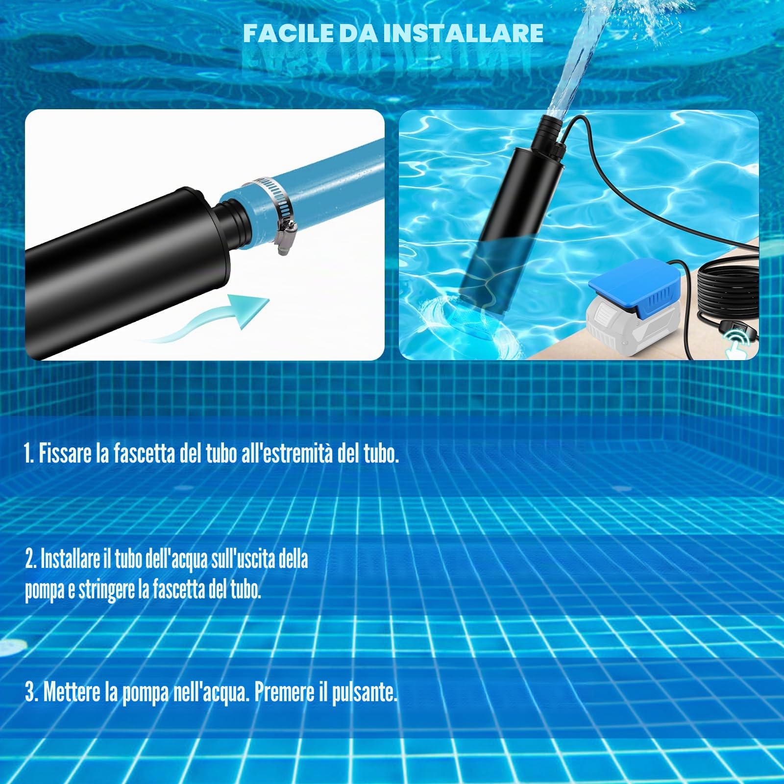 EID Pompa a batteria per olio/acqua Bosch Professional 18 V, 120 W, 12 V, pompa di trasferimento dell'acqua, pompa elettrica per giardino, vasca idromassaggio, serbatoio, piscina, stagni, acquari