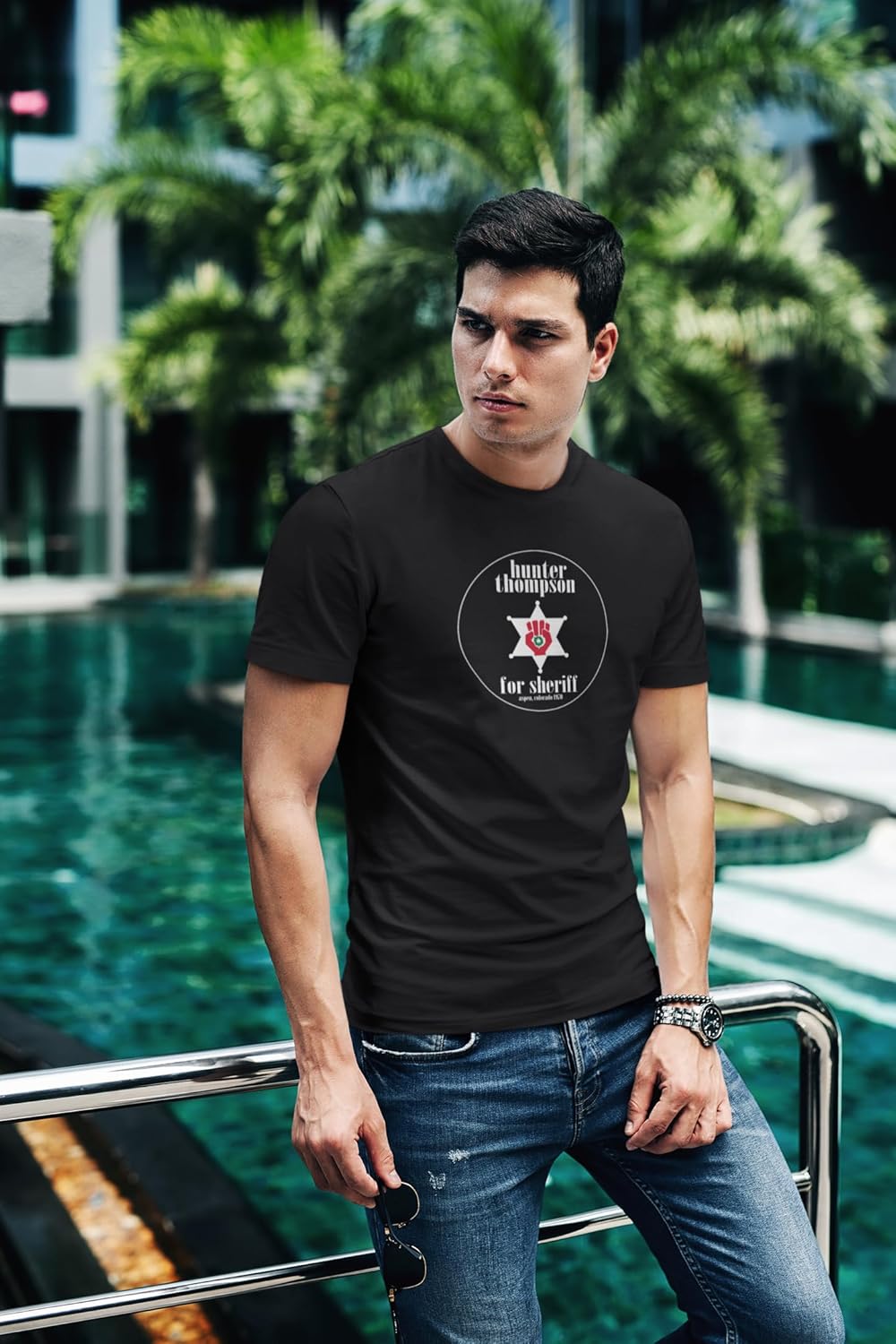 Pop Threads Terran Federation Mobile Infantry Flag Graphic Tee T-Shirt for Men