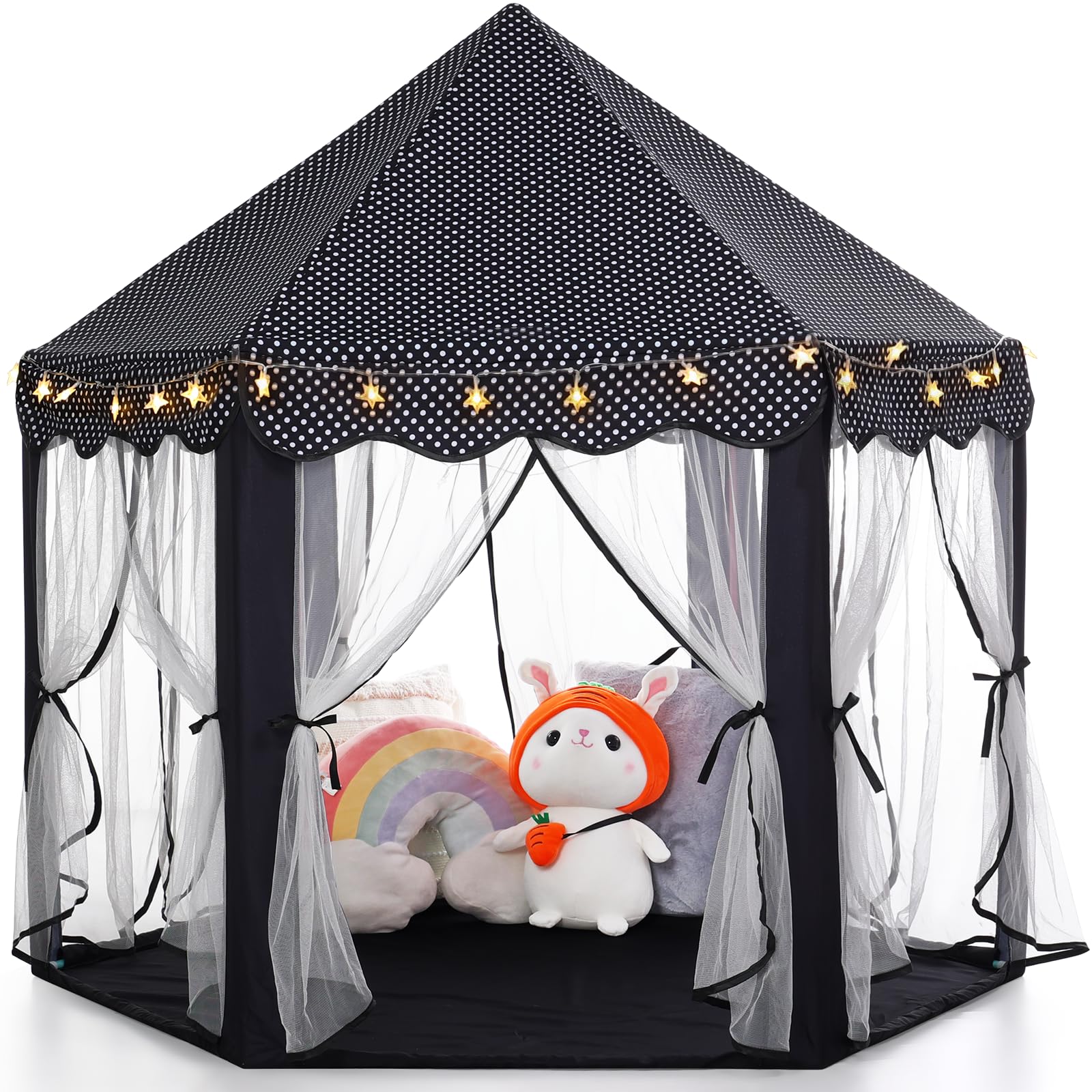 Photo 1 of Monobeach Princess Tent Girls Black Large Playhouse Kids Castle Play Tent with Star Lights Gift Toy for Children Indoor and Outdoor Games