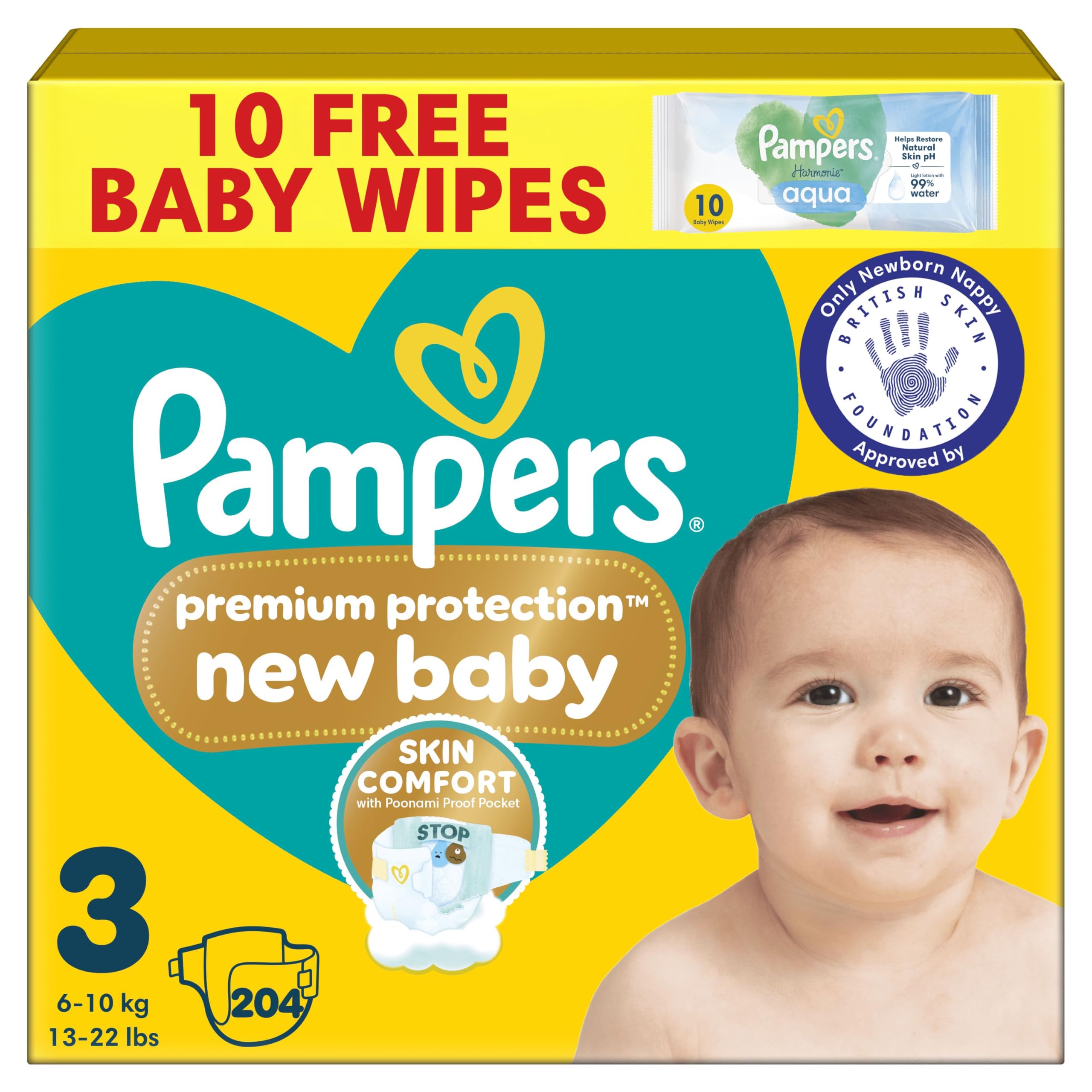 Pampers Premium Protection Size 3 (204 nappies)