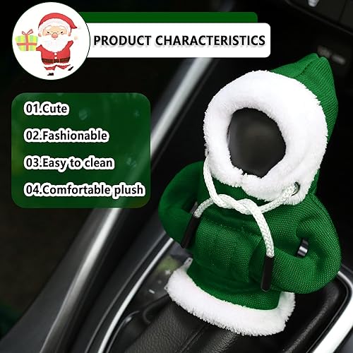 Miniatura 5 de Funda protectora para maletero de coche con mezclilla antideslizante para palanca de cambios automática (verde)