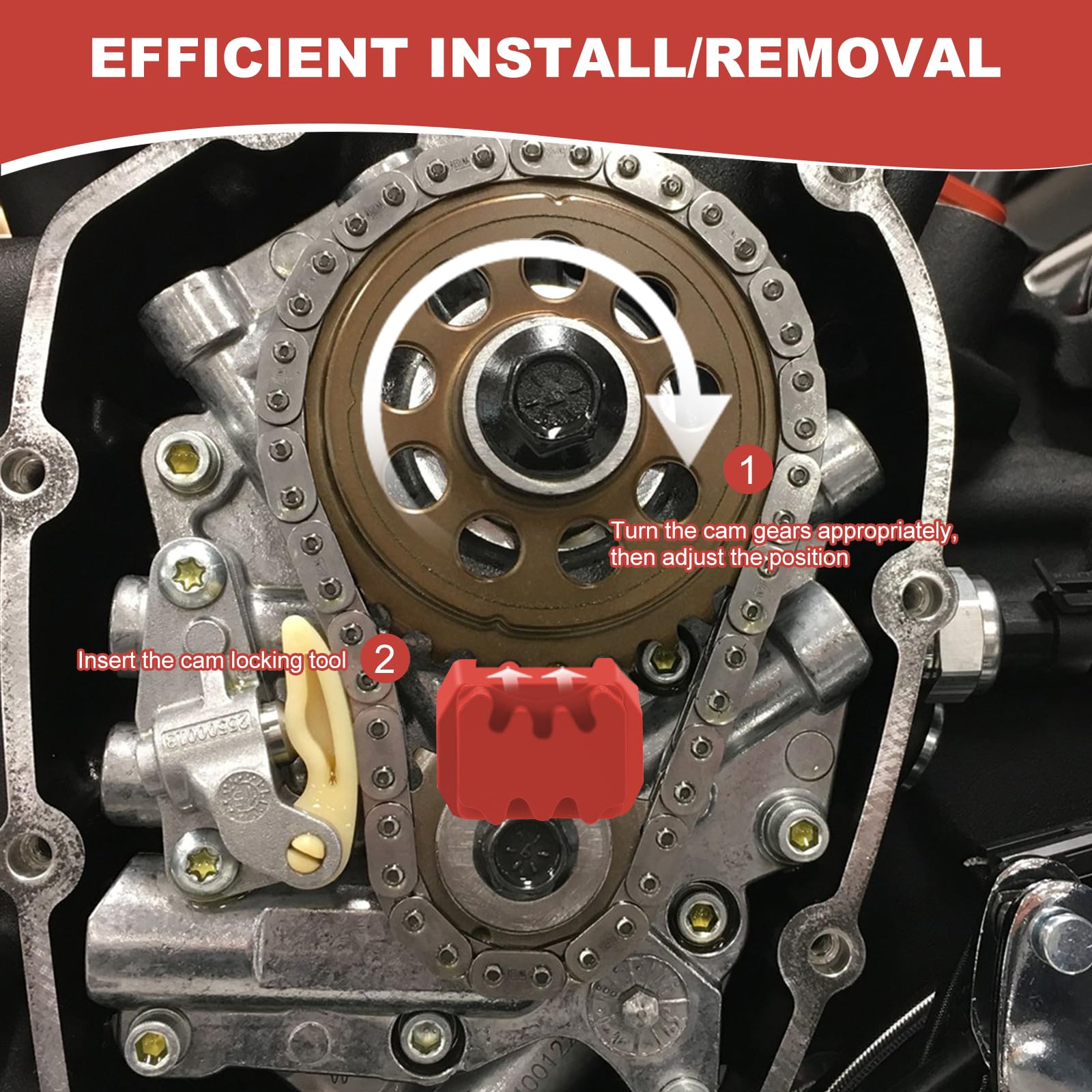 Herramienta de bloqueo de leva de doble cabezal compatible con Harley Twin Cam 1999-2017, modelos Dyna 1999-2006, M8 Milwaukee 8 Motors 2017-2024