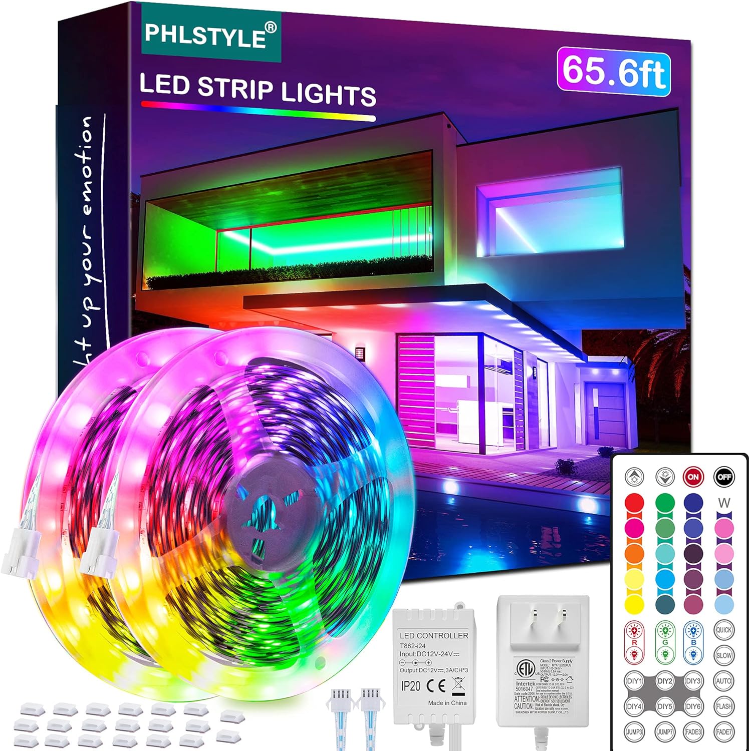 Buy Led Strip Lights 65 6ft Rgb Color Changing Led Light Strips Flexible Diy With 44 Keys Ir Remote Controller Led Strips 25 Led Lights For Bedroom Kitchen Party Hallowen Christmas 2 X 32 8ft 10m Online