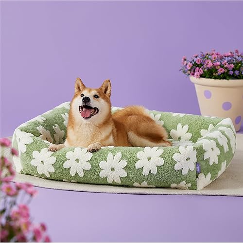 Miniatura 4 de LE SURE Bonita cama para perros grandes, camas lavables para mascotas, acogedor sofá ortopédico rectangular con felpa jacquard lanudo y parte