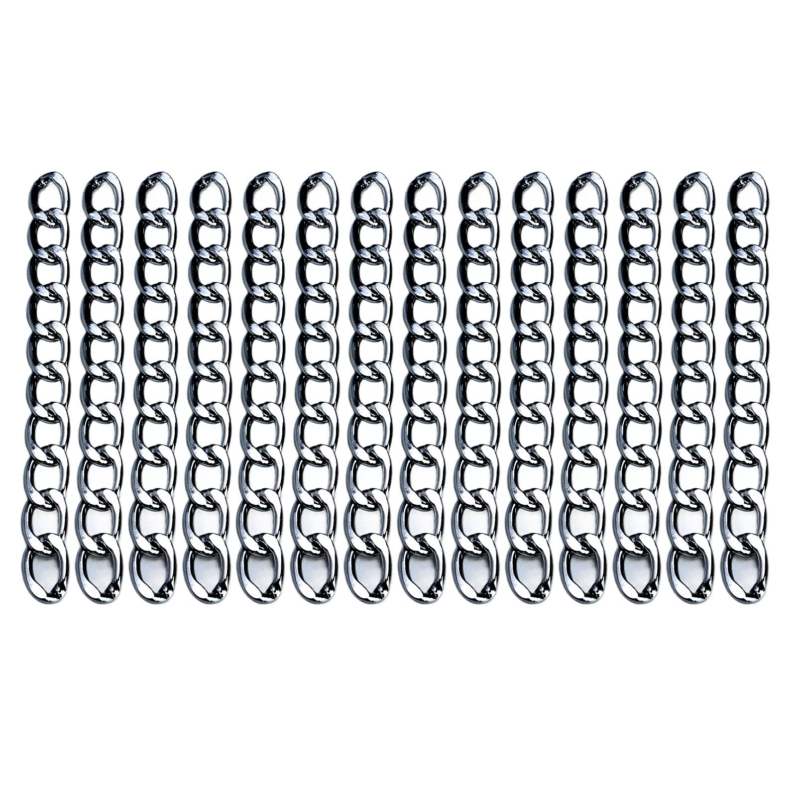 Cadena de monedero de 10 m, correa de cadena plana de metal, cadenas de bordillo, correa de cadena de monedero de aluminio, correa cruzada, accesorios para bolso, cadenas para la fabricación(Gris)
