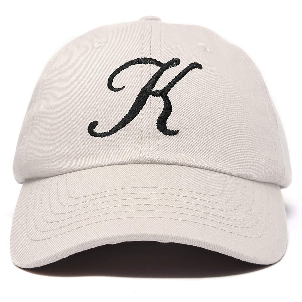 KIMHEKIM■Handwriting Cap■関税込み★best DALIX Initial Hat Letter K Beige Womens Baseball Cap