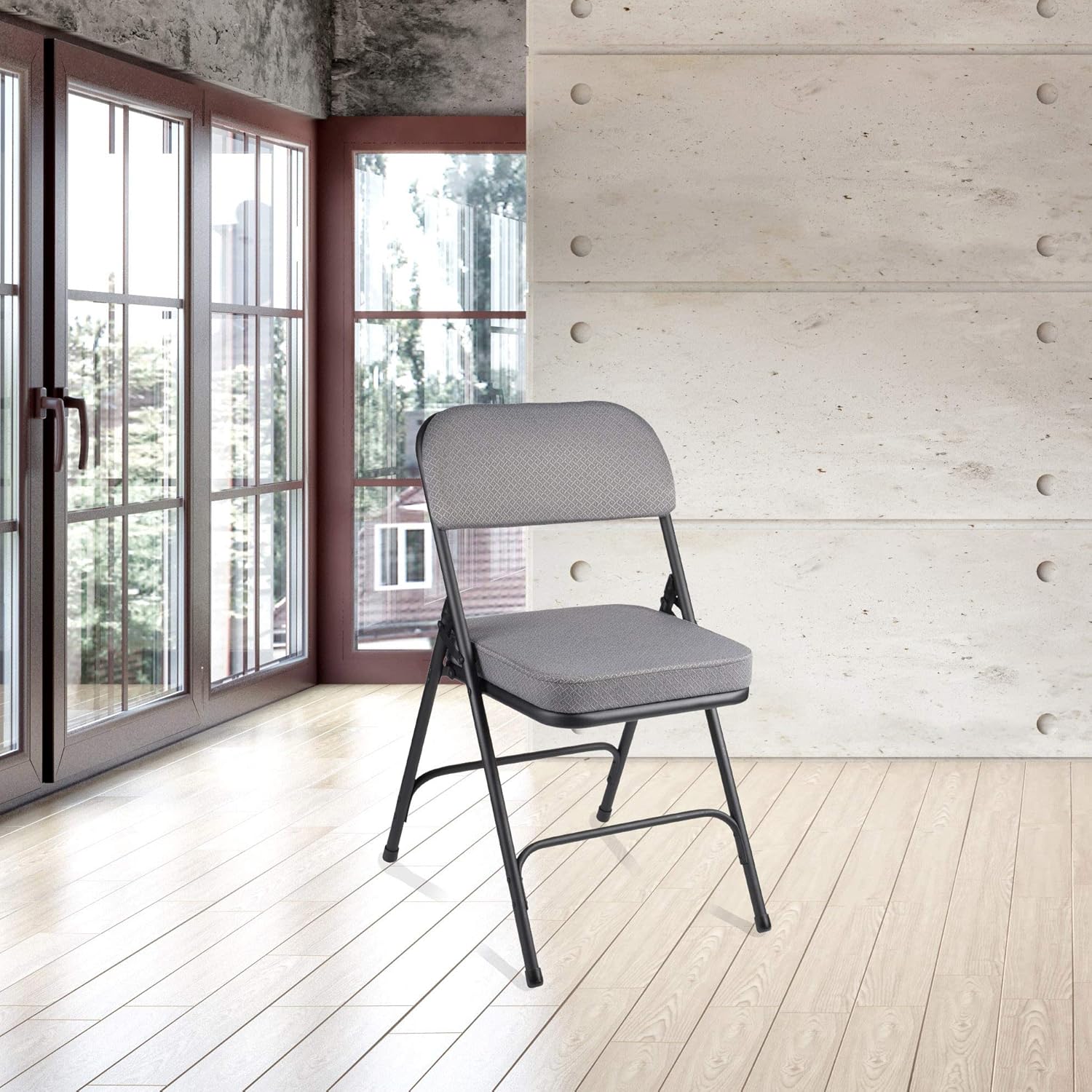 OEF Furnishings (2 Pack) Fabric Upholstered 2" Cushion Folding Chair, Grey : Home & Kitchen