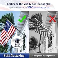 Vista 2 de Kit de poste para bandera PHITRIC, mástil giratorio sin enredos de acero inoxidable resistente al óxido para banderas de 3x5 para fanáticos de Negro