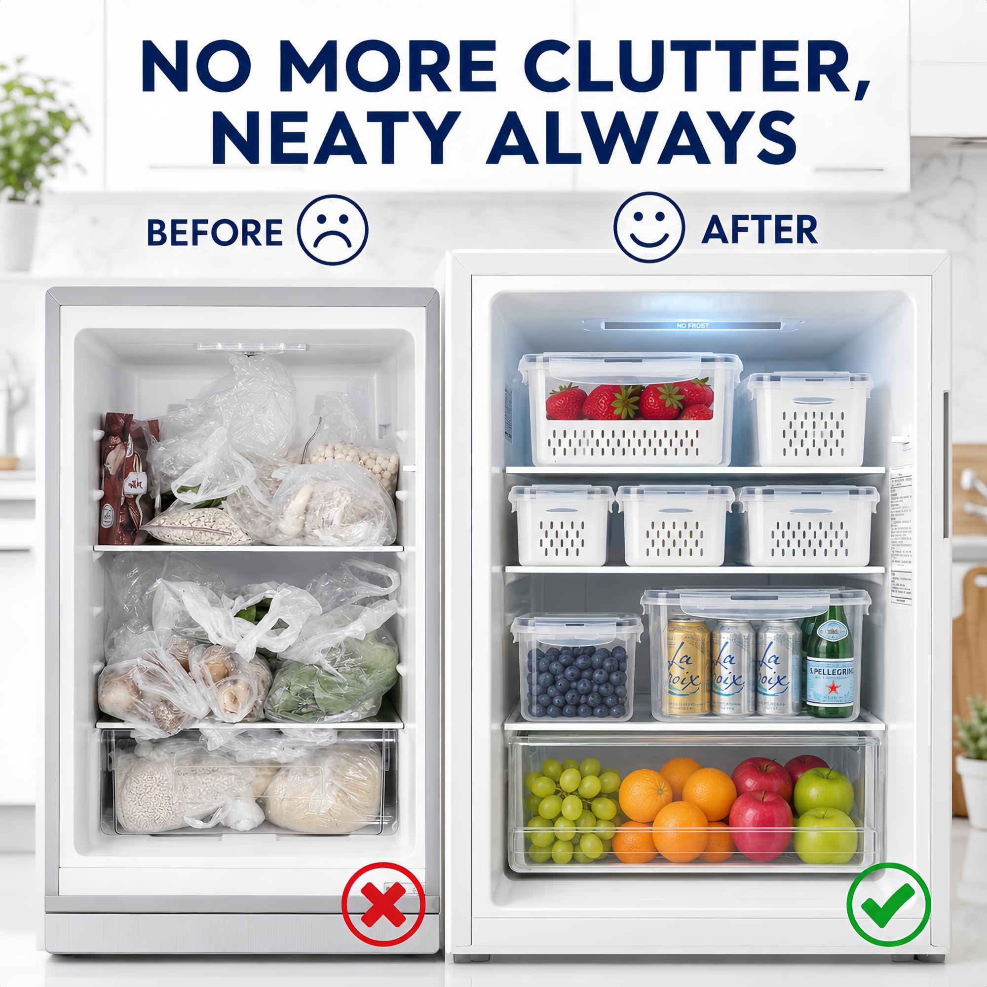 5 contenitori per frutta con scolapasta – organizer per frigorifero