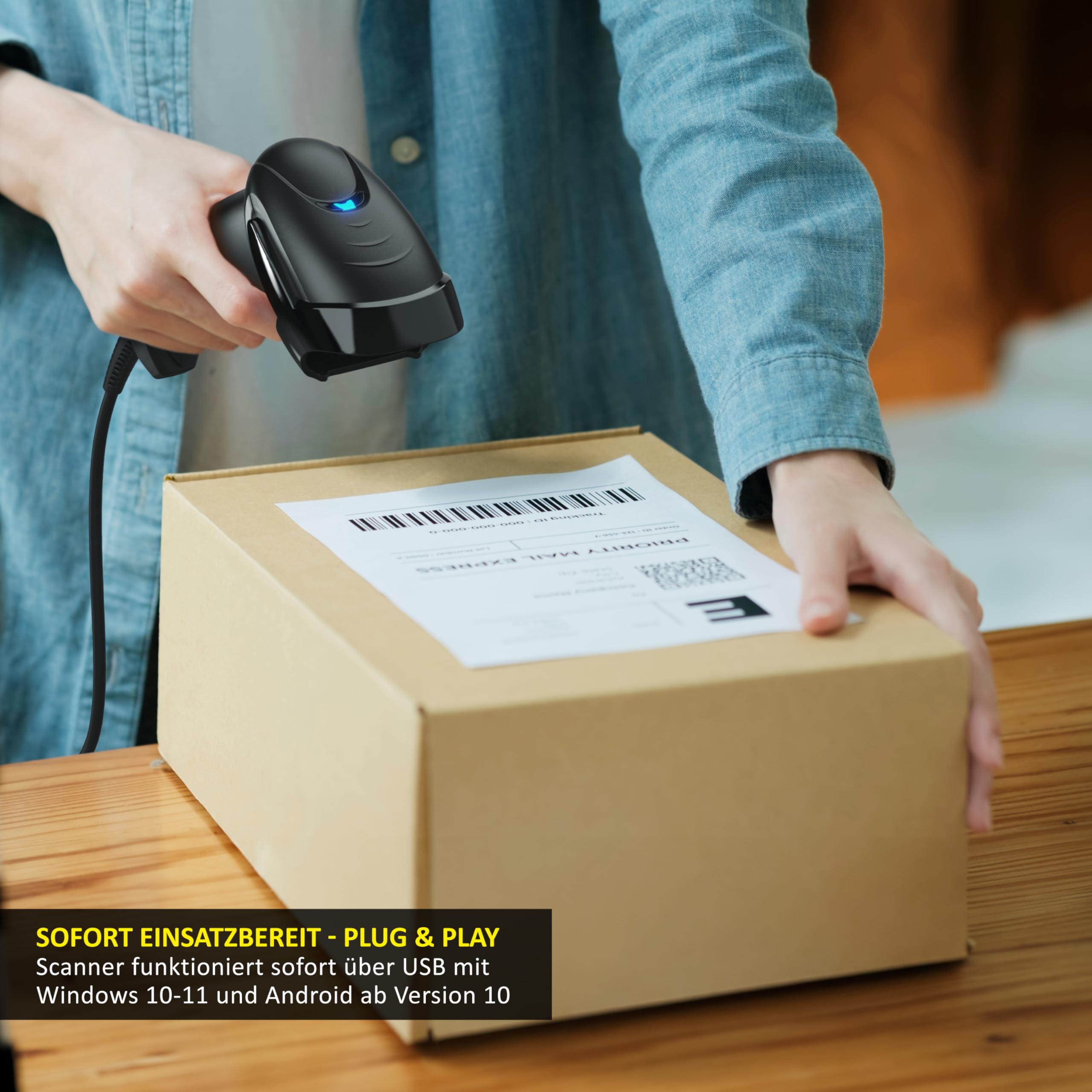 CSL Barcode Scanner 1D 2D QR kabelgebunden Single Multi Scan Bildschirm scannen inklusive Halterung