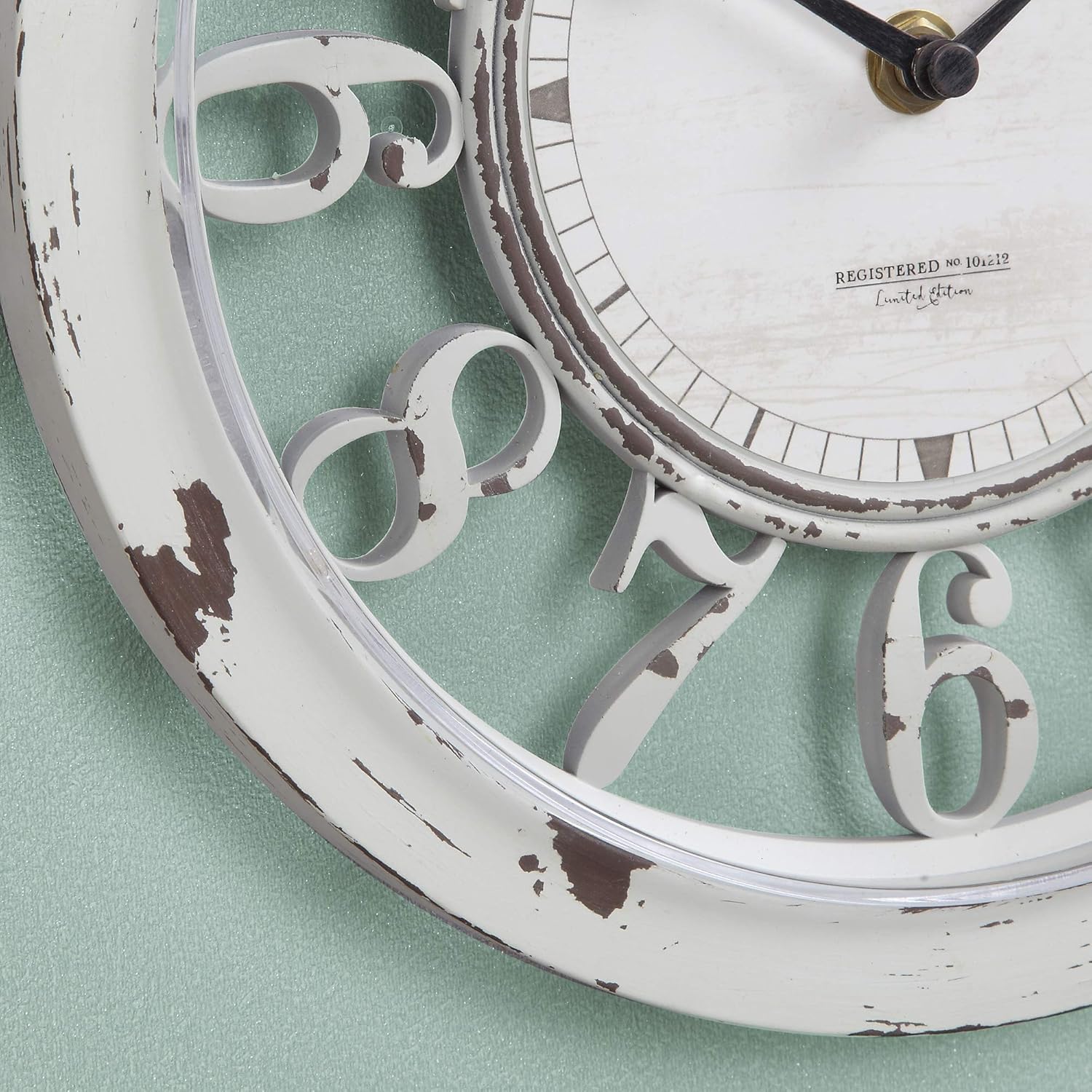 FirsTime & Co.® Antique Farmhouse Contour Wall Clock, American Crafted, Distressed Ivory, 10 x 2 x 10, : Everything Else