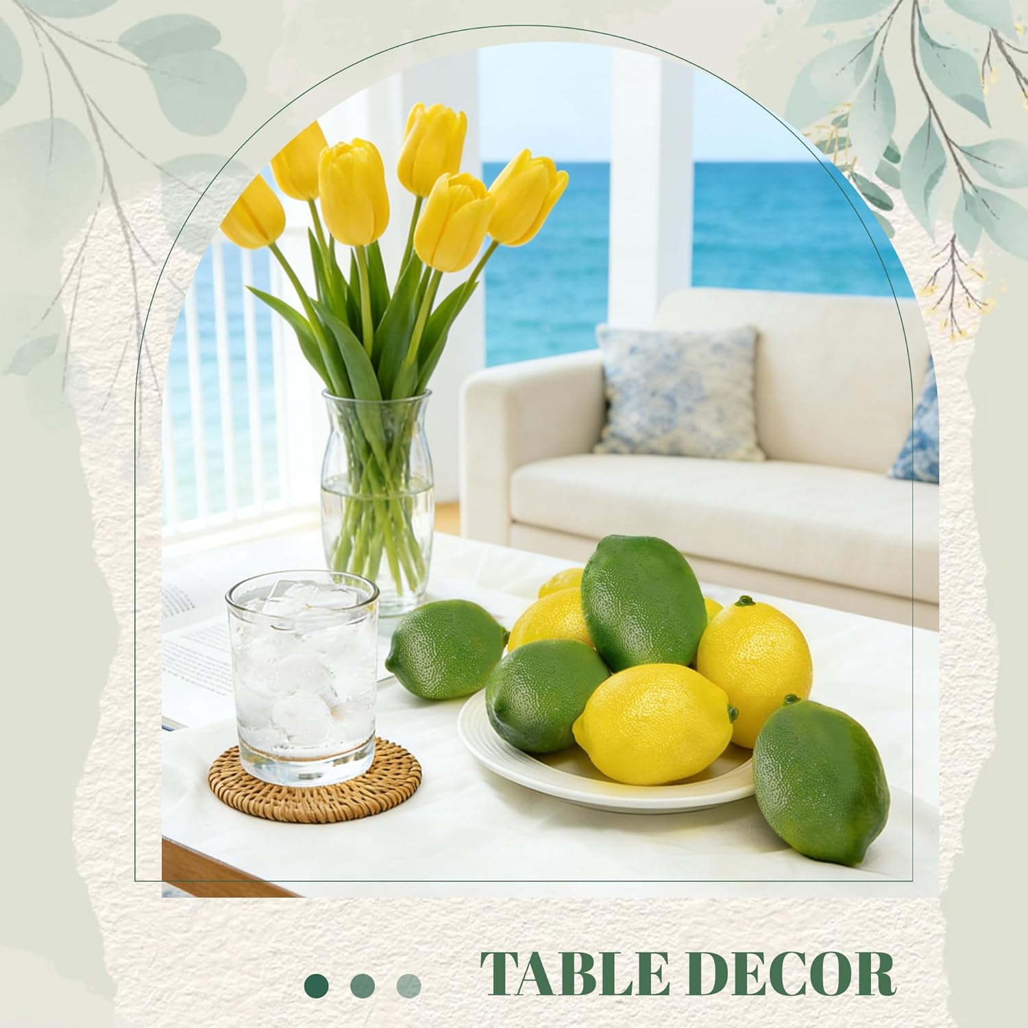 Toopify 30PCS Fake Lemons, Yellow Green Artificial Lemons, Matte Fruit Decor for Kitchen Fruit Bowl Large Table Centerpiece & Photography