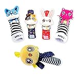 Baby Rattles Socks & Hand Rattle for Girls & Boys (Pet+Bird Set A) - Baby Toys 6-12 Months - Wrist Rattles and Foot Rattles - Baby Toys for Newborns As Gift - Easy to Wear Baby Rattle Toys