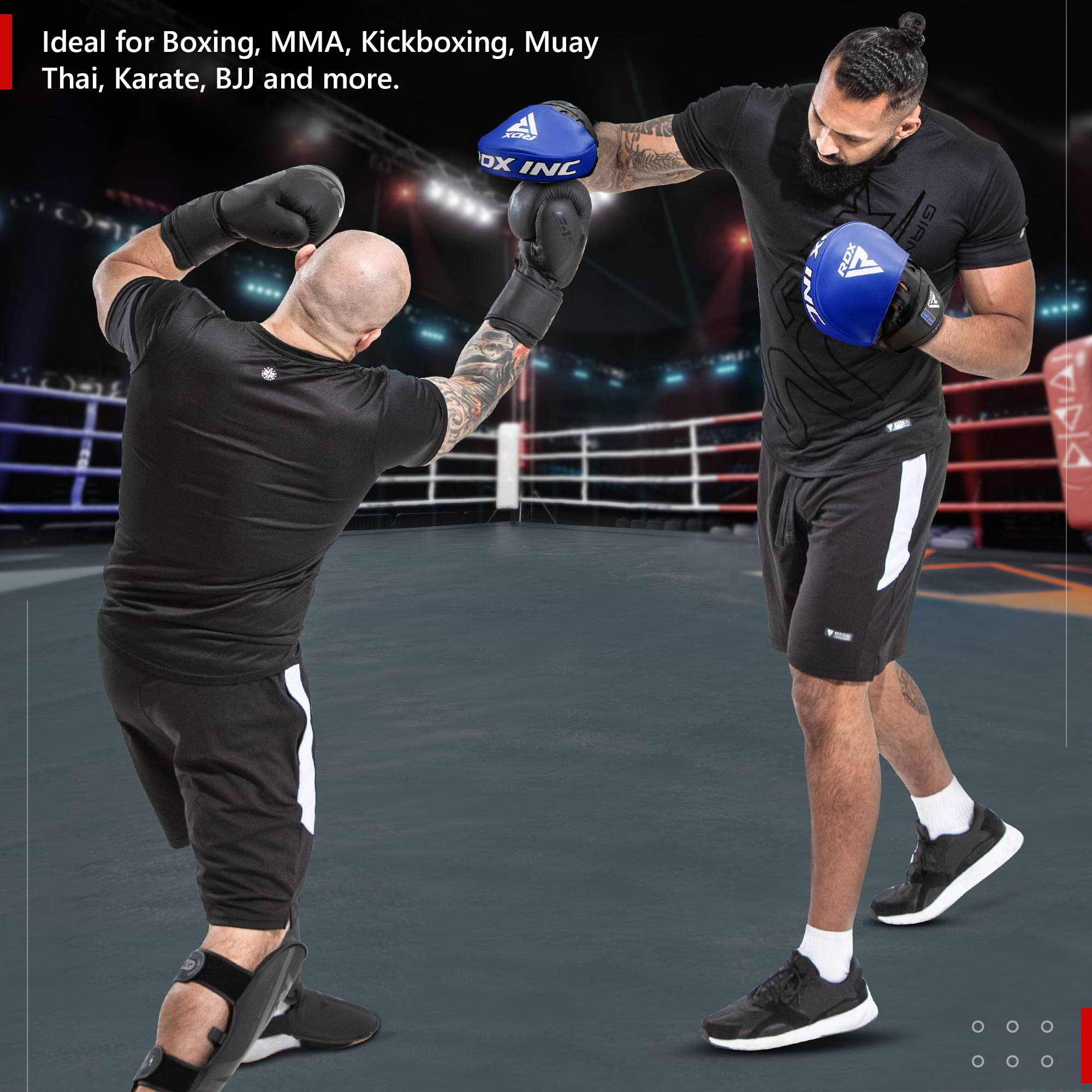 RDX Maya Hide Cuero Curvadas Boxing Pads Gancho Jab Patada Almohadilla Kick Boxing Sparring
