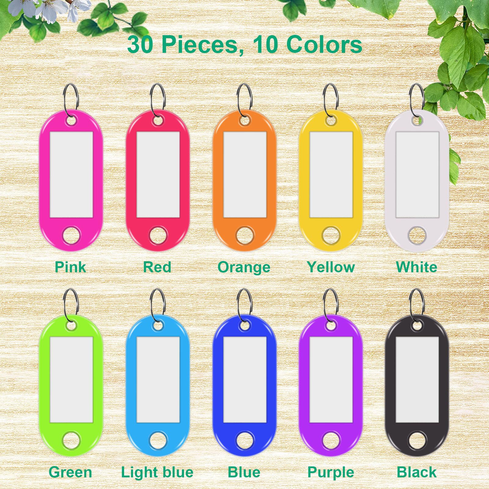 elzle 30 sztuk breloków do kluczy, 2,2 × 5 cm, plastikowe tabliczki znamionowe, etykiety na klucze, 10 kolorów plastikowych breloków, do oznaczania kluczy, walizek, zwierząt domowych