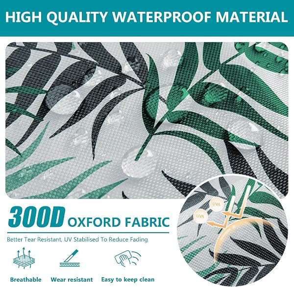 SYLC Set of 3 Garden Outdoor Cushion Covers, Waterproof Sofa Seat Covers with Zip, Seat Covers for Living Room Patio (Green Leaf, 2 x 50 x 5 cm + 1 x 107 x 46 x 8 cm) - 4