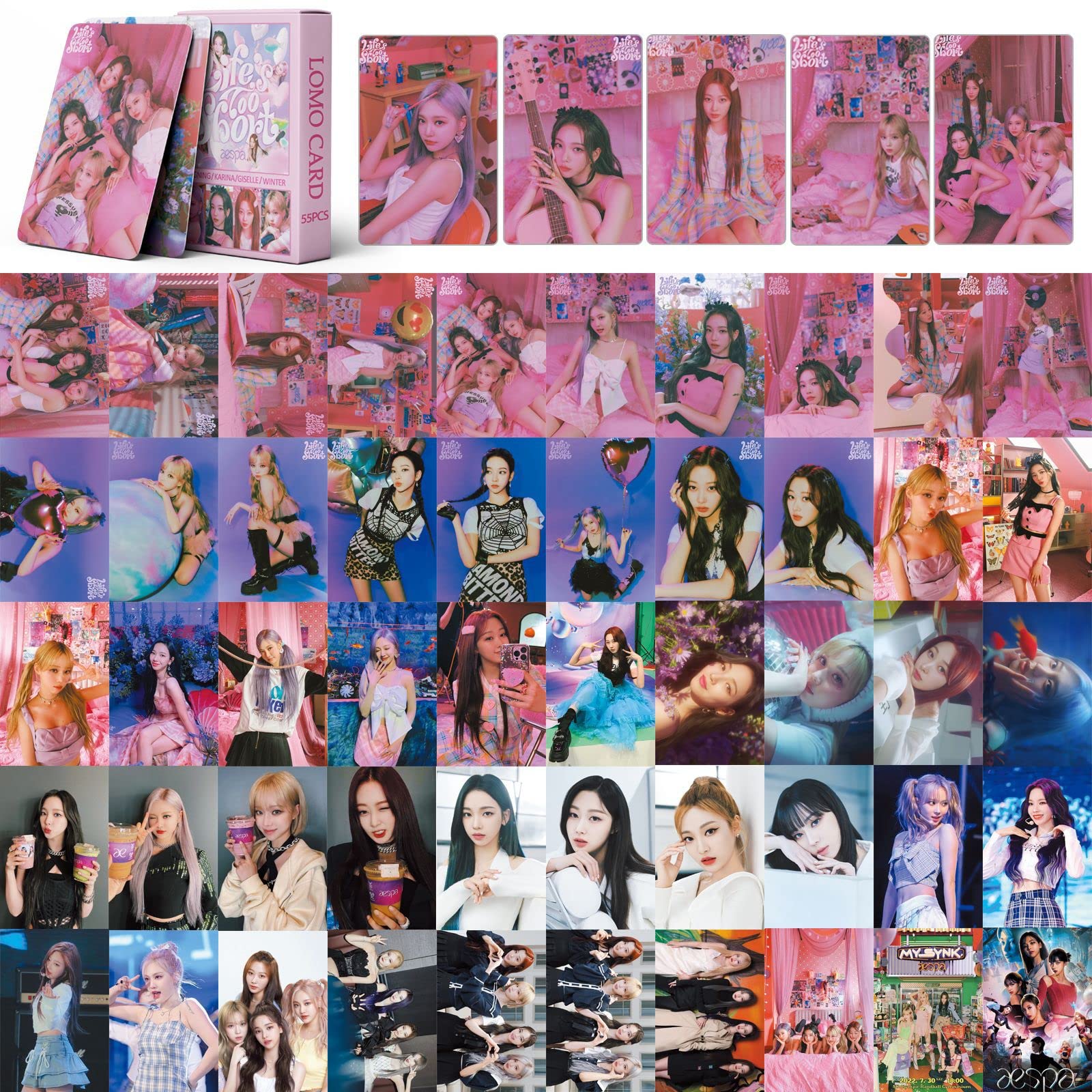 ZRHMCJEN 55Pcs Aespa Girls Lomo Photocards Aespa Girls Album Lomo Cards Mini Photo Cards Kpop Aespa Photocards