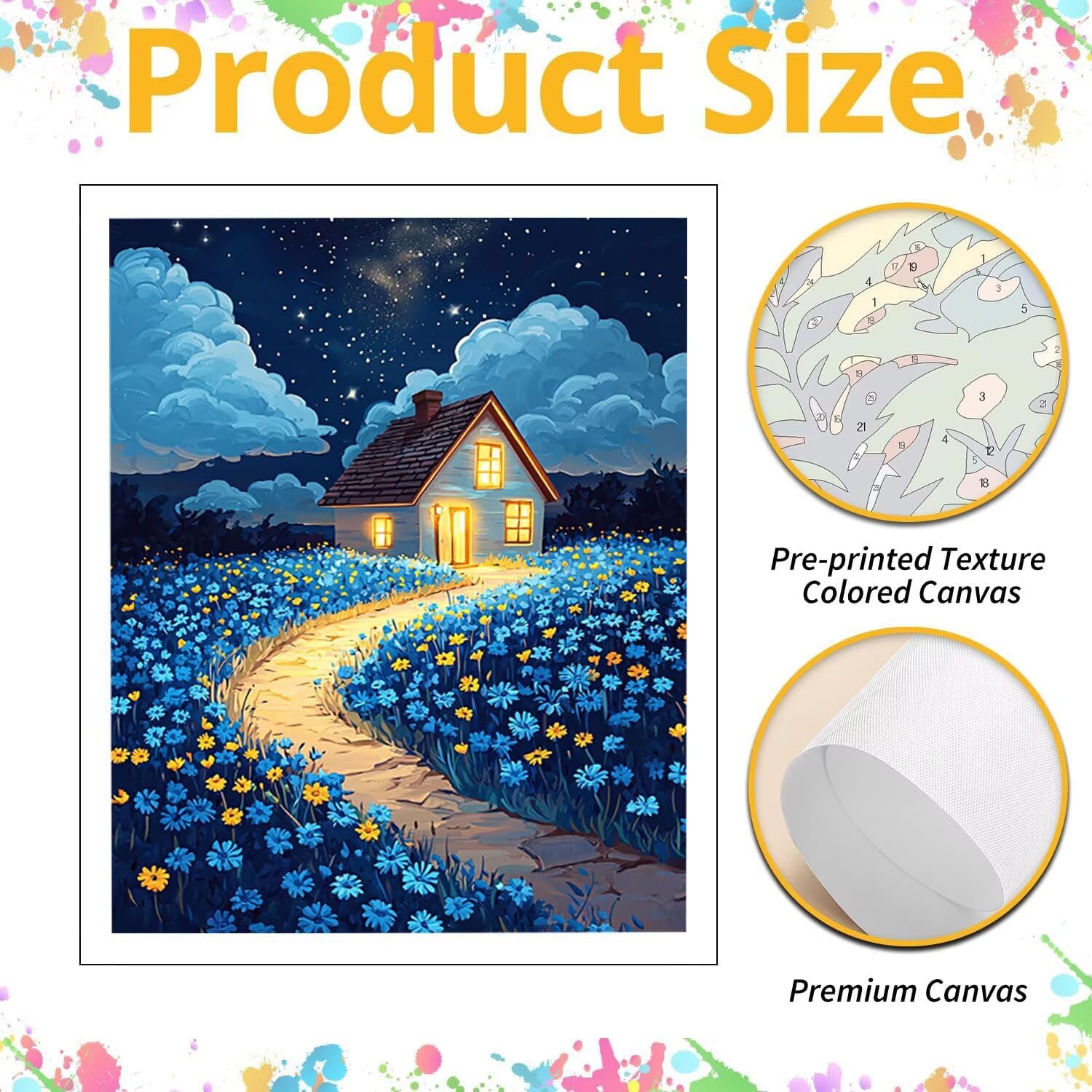 WEISHIWE Casetta floreale Dipingere con i Numeri per Adulti, 70x90cm a-434 | Paint by Numbers Kit con Pennelli e Acrilico Pigmento, Fai da te Olio La Pittura di Numeri Kit, Decora la Casa, senza Cornice