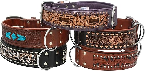 Miniatura 4 de Angel Pet Supplies - Collar de cuero genuino para perro San Antonio, perfecto para perros medianos, grandes y XL, hebilla de acero inoxidable, cuero