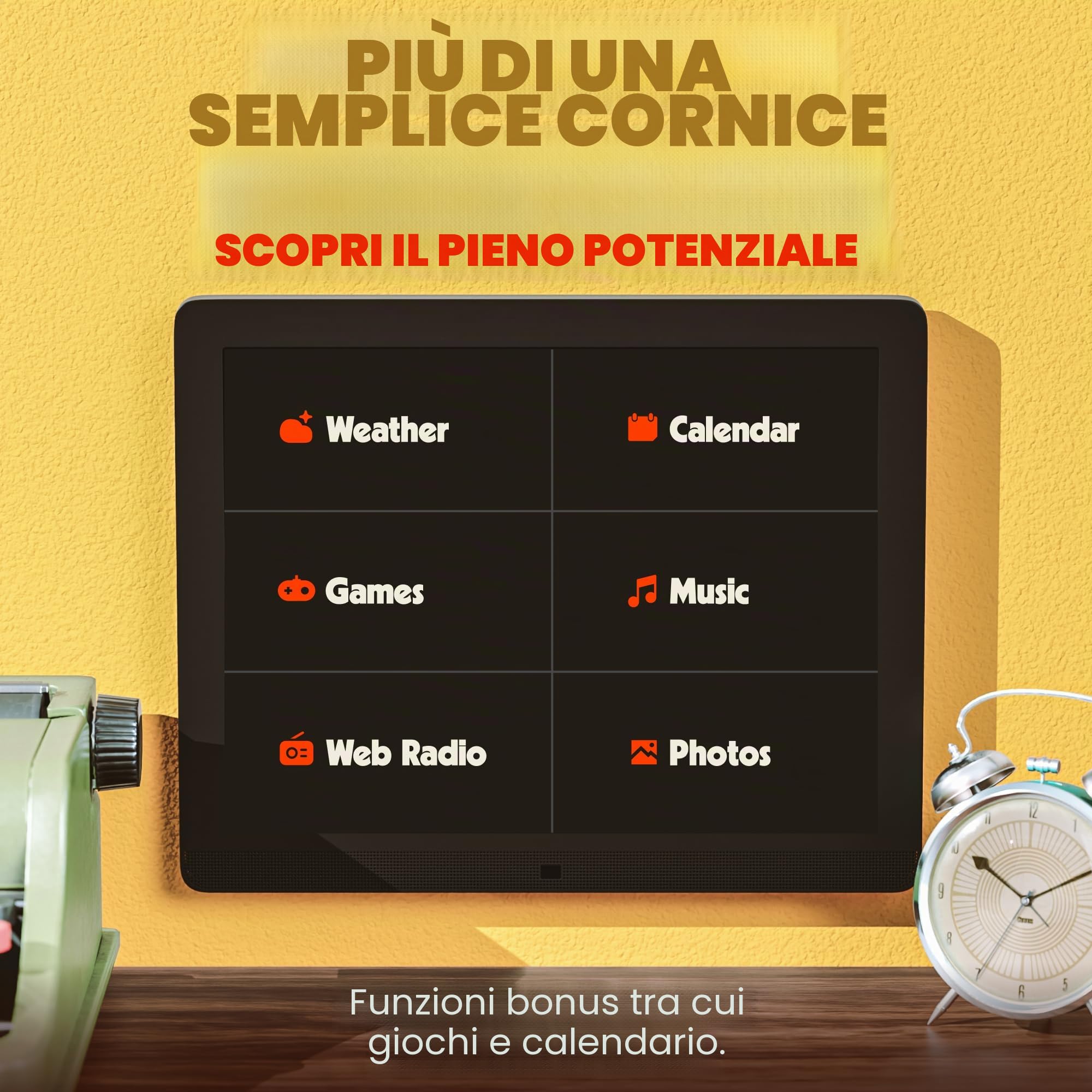 Cornice digitale WiFi da 15 pollici Pix-Star con indirizzo e-mail e archiviazione cloud gratuita | Regalabilissima per i nonni | display IPS | Sensore di movimento | Semplice installazione