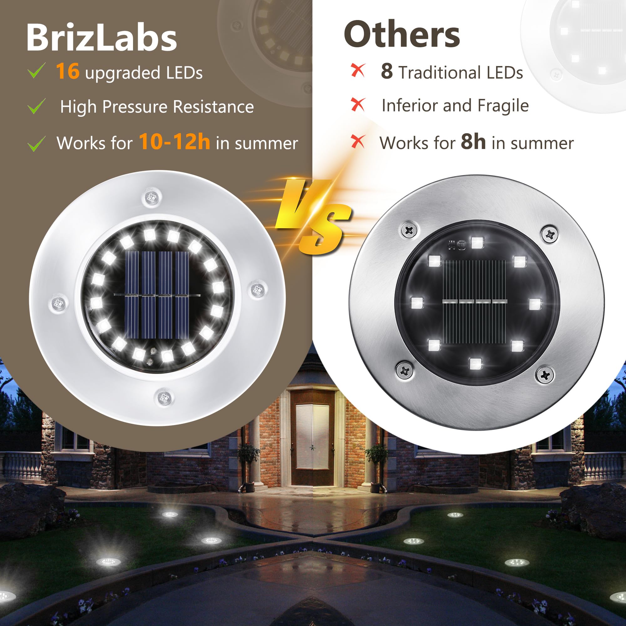 BrizLabs 12 stuks vloerlampen op zonne-energie, voor buiten