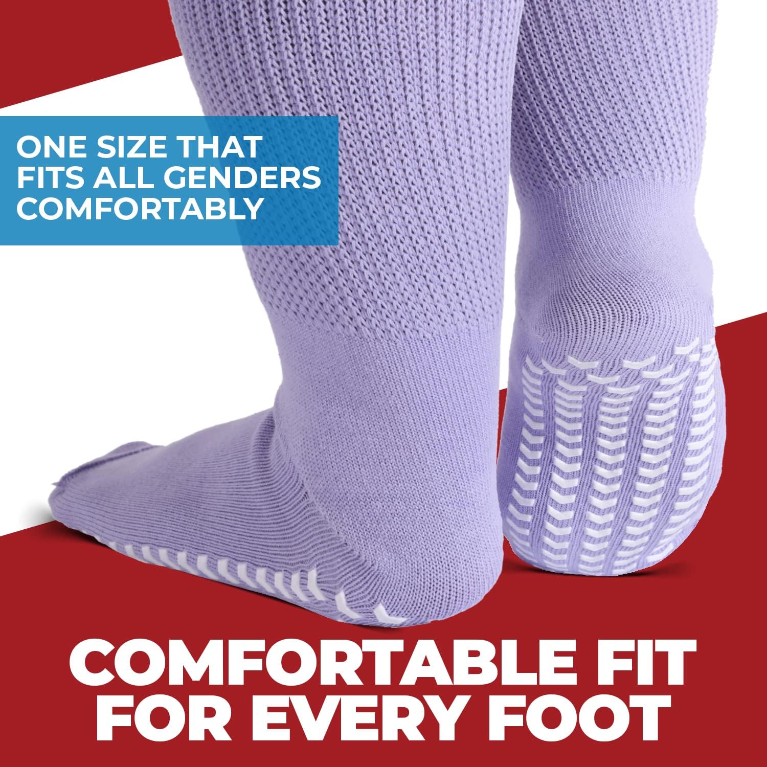 FORTIVO 2 Pairs Extra Wide Socks For Swollen Feet, Non-Slip Hospital and Diabetic Socks for Men and Women - Image 4