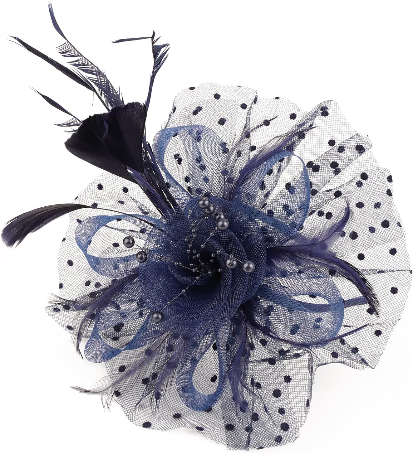 Cizoe Fascinators Hat for Women Tea Party Headband Kentucky Derby Wedding Flower Cocktail Mesh Feathers Hair Clip - Image 5