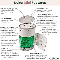 Vista 2 de Diaper Dekor EKO MINI Diaper Pail, White, ONLY Eco-Friendly Diaper Pail Made with 70% Recycled Materials, Hands-Free: Step–Drop–Done, Cost-Effective