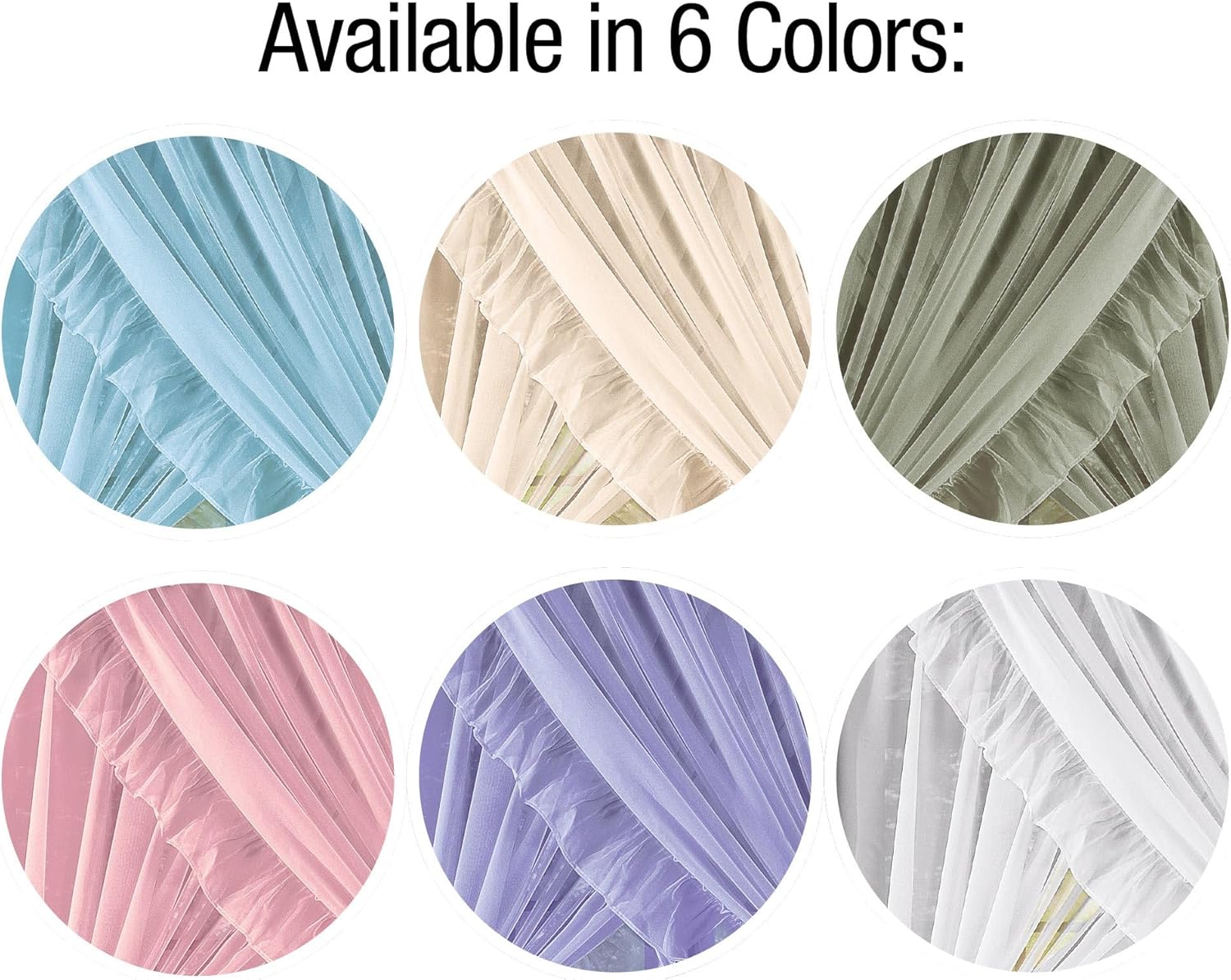 Collections Etc Isabella Ruffled Sheer Fabric Rod Pocket Window Curtain Set, Blue