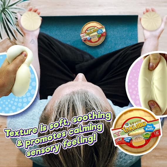 JA-RU Takumo Squishy Dumpling Stress Ball (2 Pack) Fidget Dough Ball for Kids, Food Themed Squishies | Stress Relief Toy, Party Favors, Classroom Prizes & Goodie Bag Stuffers. 4559-2s