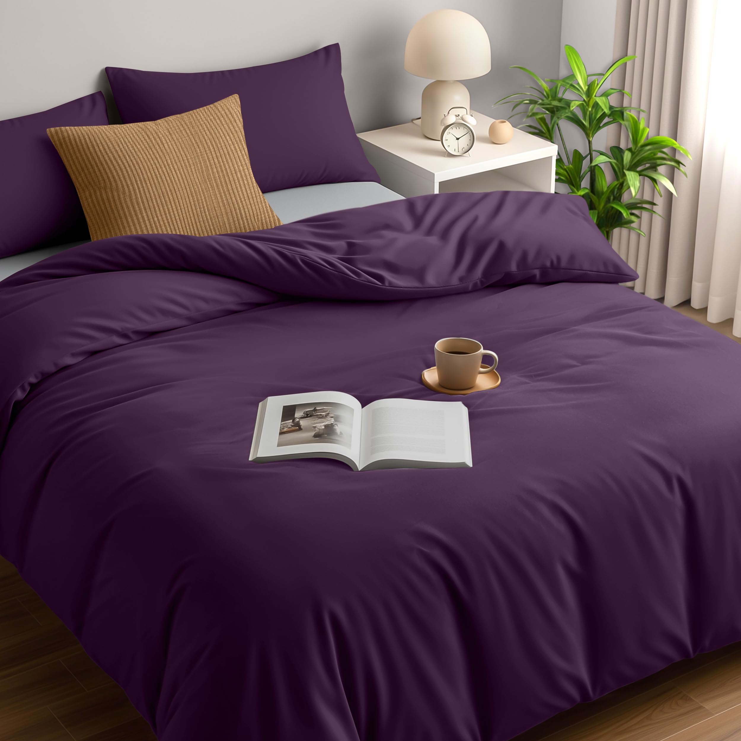 Utopia Bedding Duvet Cover Double - Pack of 10 - Soft Microfibre Polyester - Bedding Quilt Cover Set with Pillow cases (Purple)