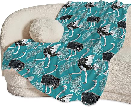 Ostrich Blanket Soft Warm Cozy Ostrich Bird Throw Blanket Fuzzy Plush Fleece Lightweight Flannel Blankets Ostrich Stuff Decor Gift for Adult Women Men Girl Boy 50"x40"