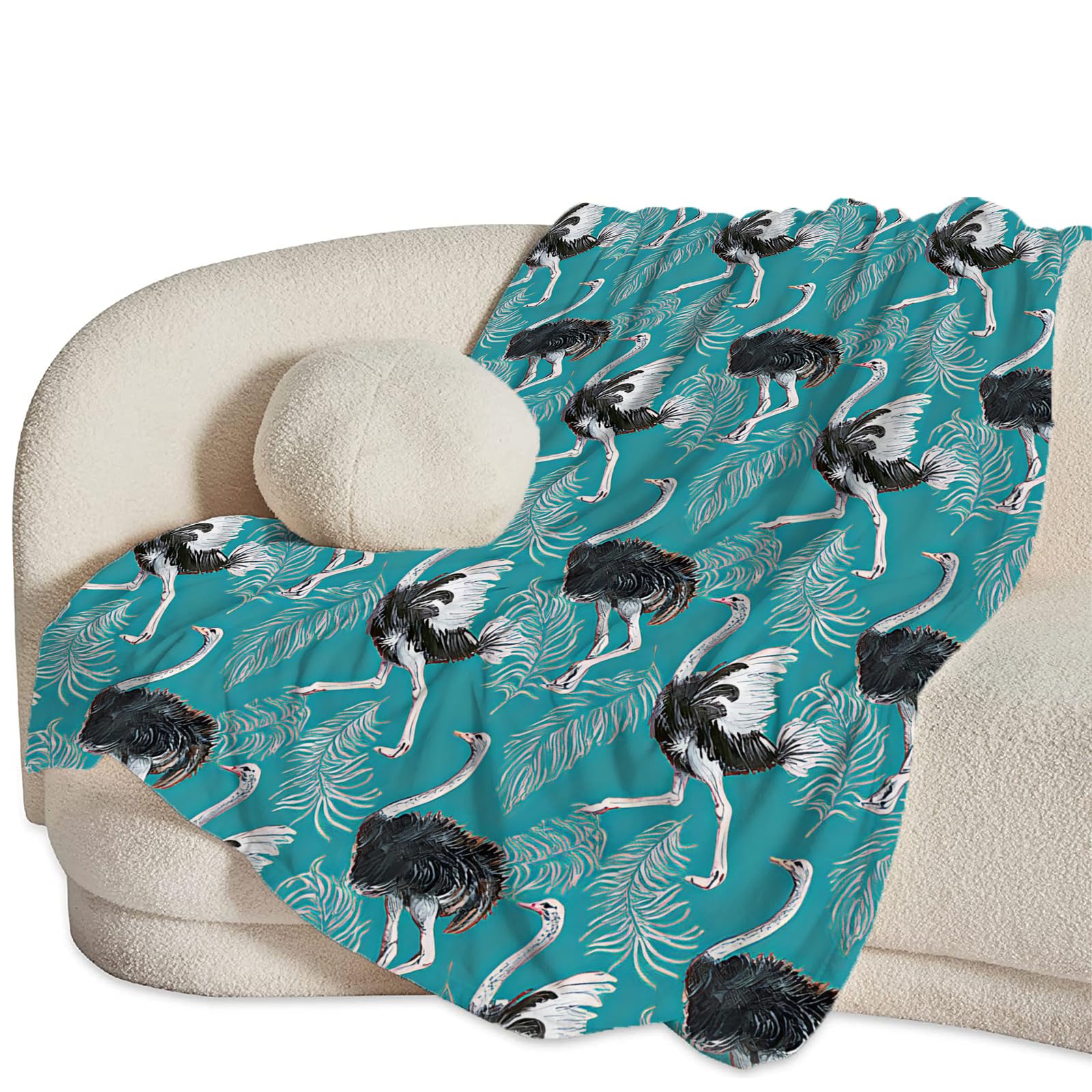 Ostrich Blanket Soft Warm Cozy Ostrich Bird Throw Blanket Fuzzy Plush Fleece Lightweight Flannel Blankets Ostrich Stuff Decor Gift for Adult Women Men