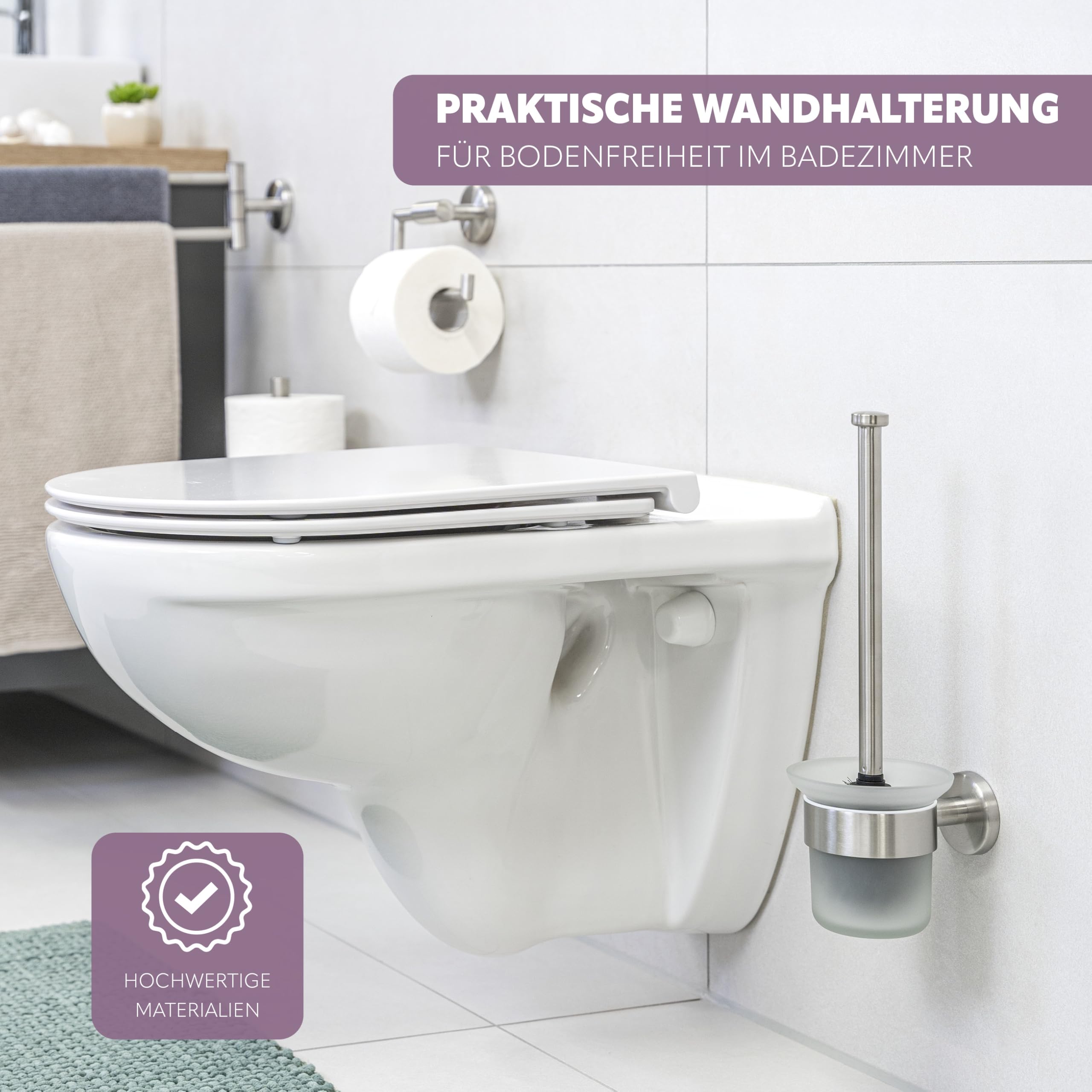 bremermann Bad-Serie Piazza - Badezimmer Zubehör-Set 3tlg. bestehend aus 1x Toilettenpapierhalter 1x WC-Garnitur und 1x Seifenspender, Badaccessoires aus Edelstahl matt