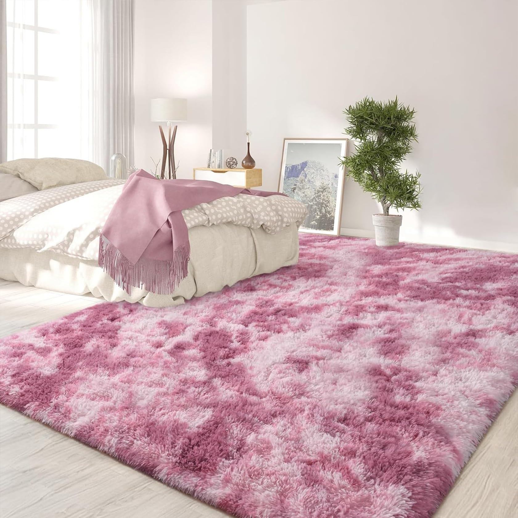 Tapis cuisine antidérapant 150 x 150 cm lavable rose foncé pour sécuriser et décorer vos sols
