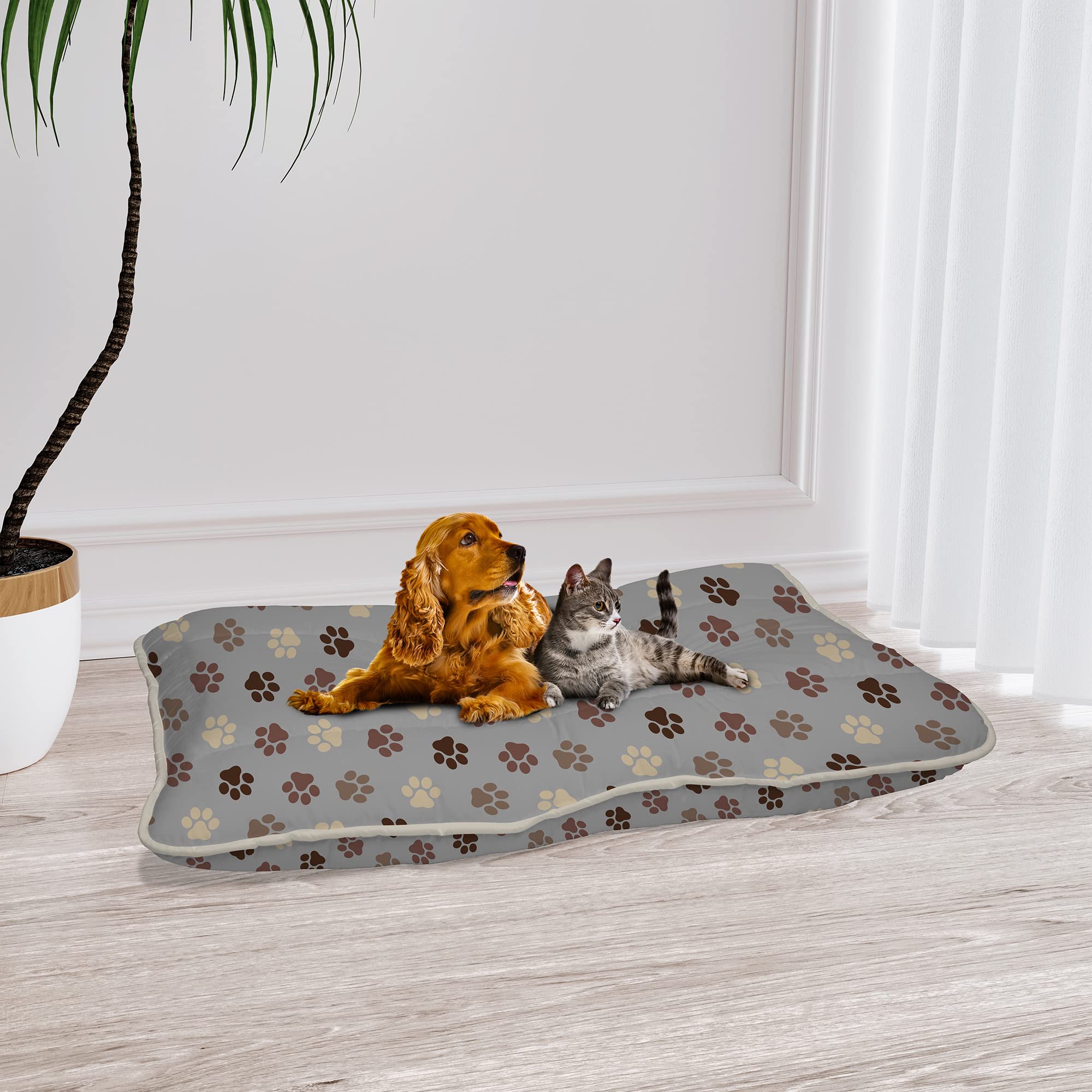 Italian Bed Linen Sogni E Capricci Pets Gepolstertes Hundekissen Maxy, Pet Paws, 60 X 100 Cm, Maxy-CSmicro-PET PAWS-60X100
