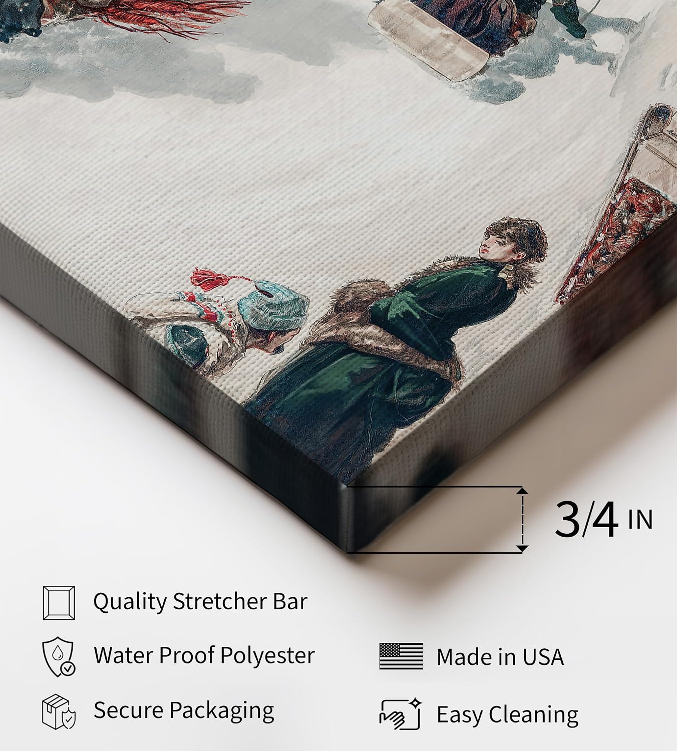 Poster Master Christmas Canvas - Retro Sled Race Print - Winter Wall Art - Holiday Gift for Men, Women, Girls, Boys - Victorian Xmas Decor for Home, Nursery, Bedroom - 8x10 STRETCHED Canvas