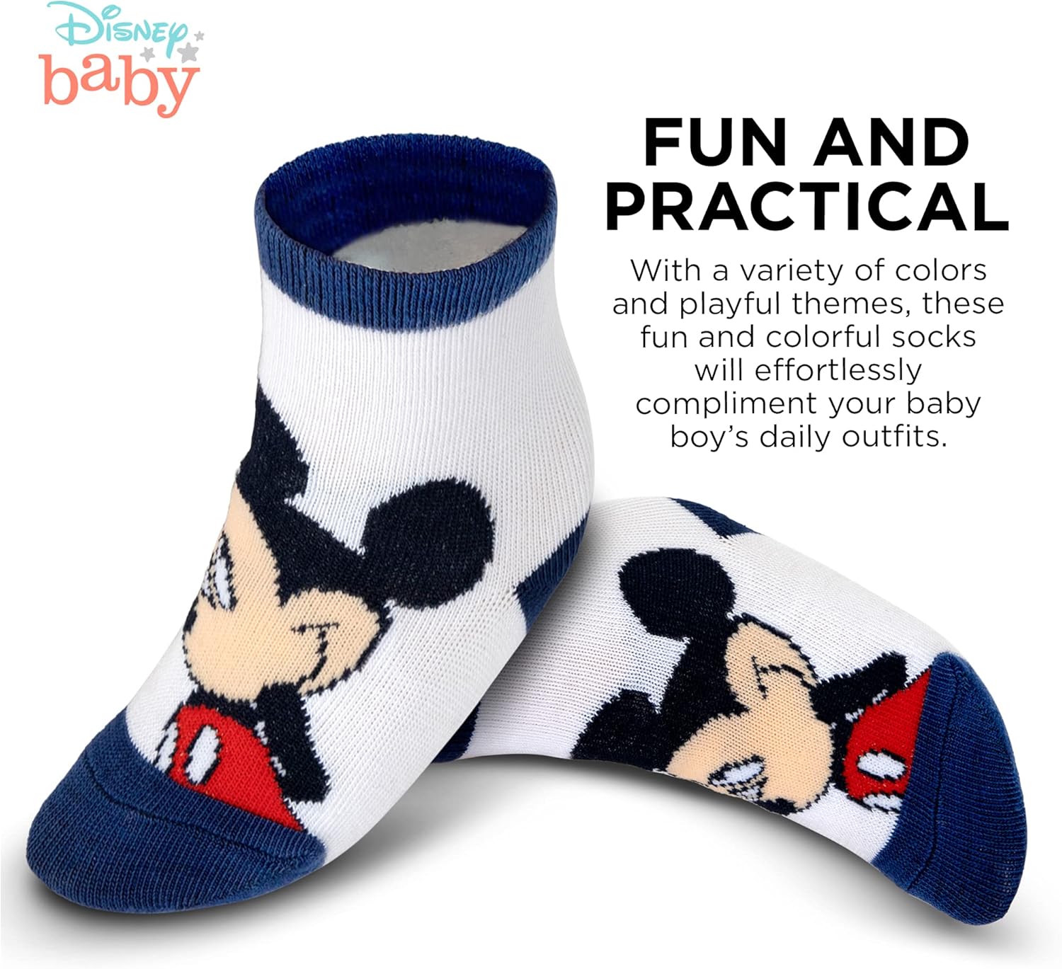 Miniatura 3 de Disney 10-Pack Mickey Mouse Baby Boy Infant Sock Multicolor - 0-24 Months