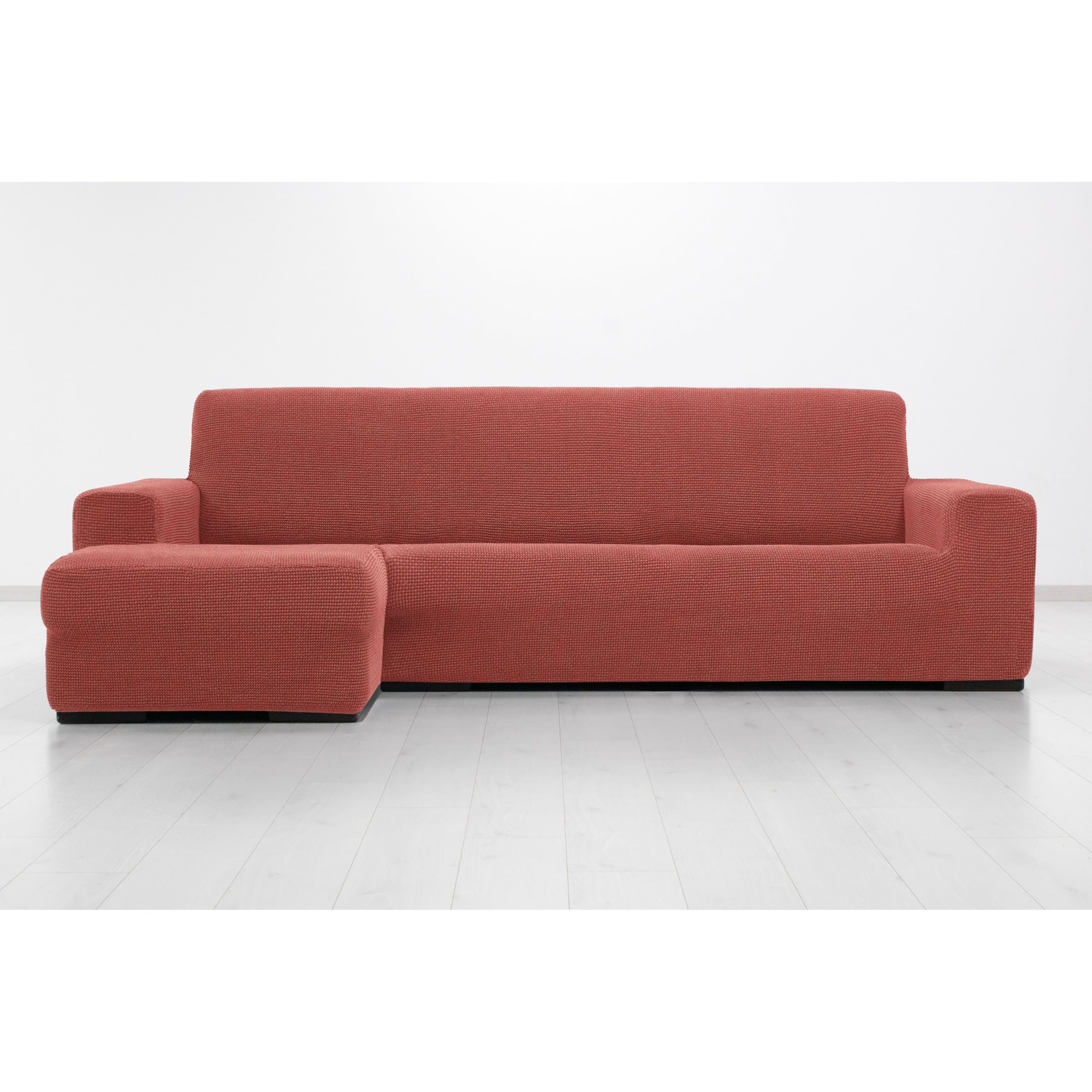 MAXIFUNDAS FUNDAS DE SOFA & CHAISE LONGUE. Super Elastic Chaise Longue Cover Relive Left Arm Short (Facing Facing) Coral Super Elastic Sofa Cover for Chaise Longue Sofa