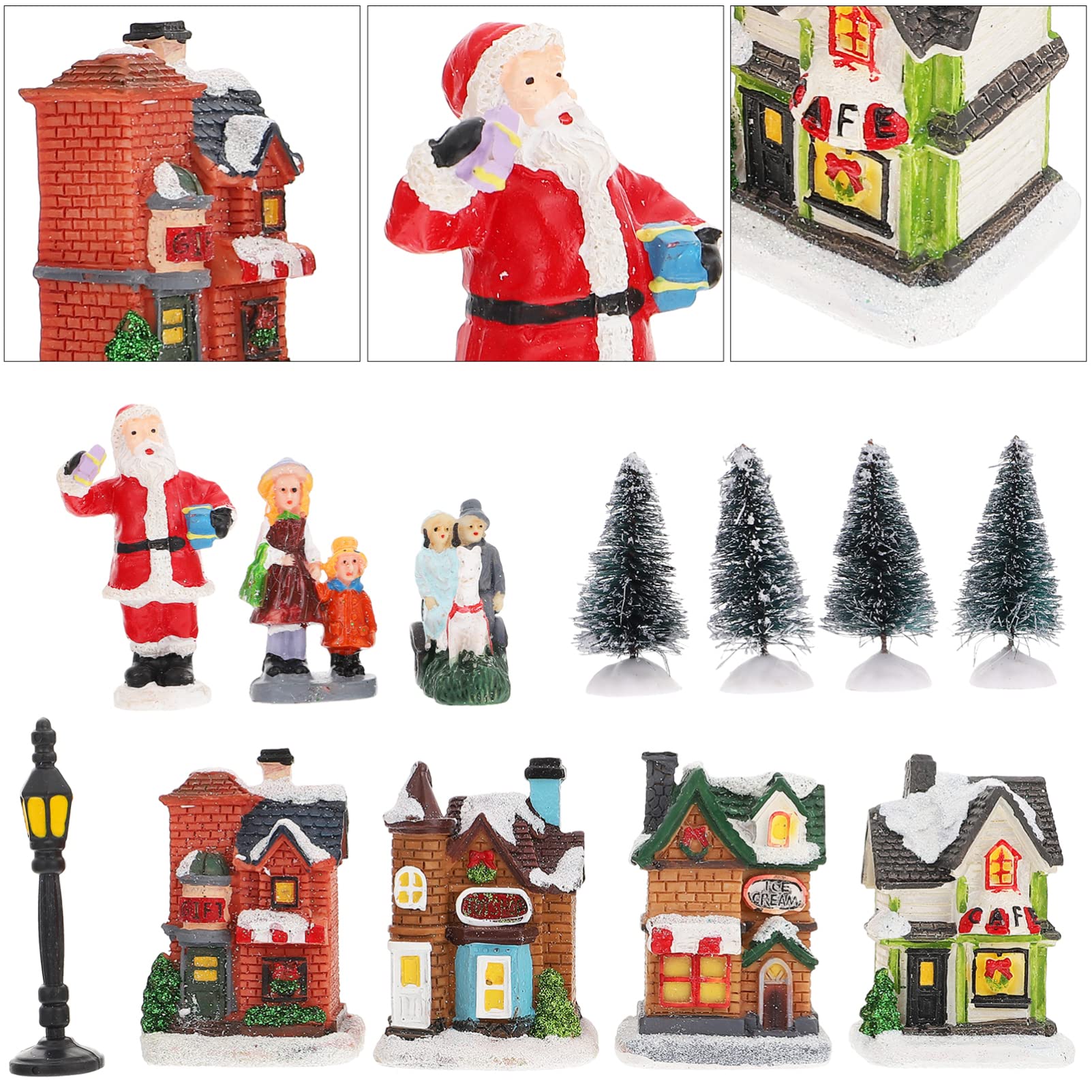 PRETYZOOM Adornos Luminosos para Casas de Nieve Decoración de Pueblo Navideño Iluminado Pequeña Casa de Resina para Decoración Navideña