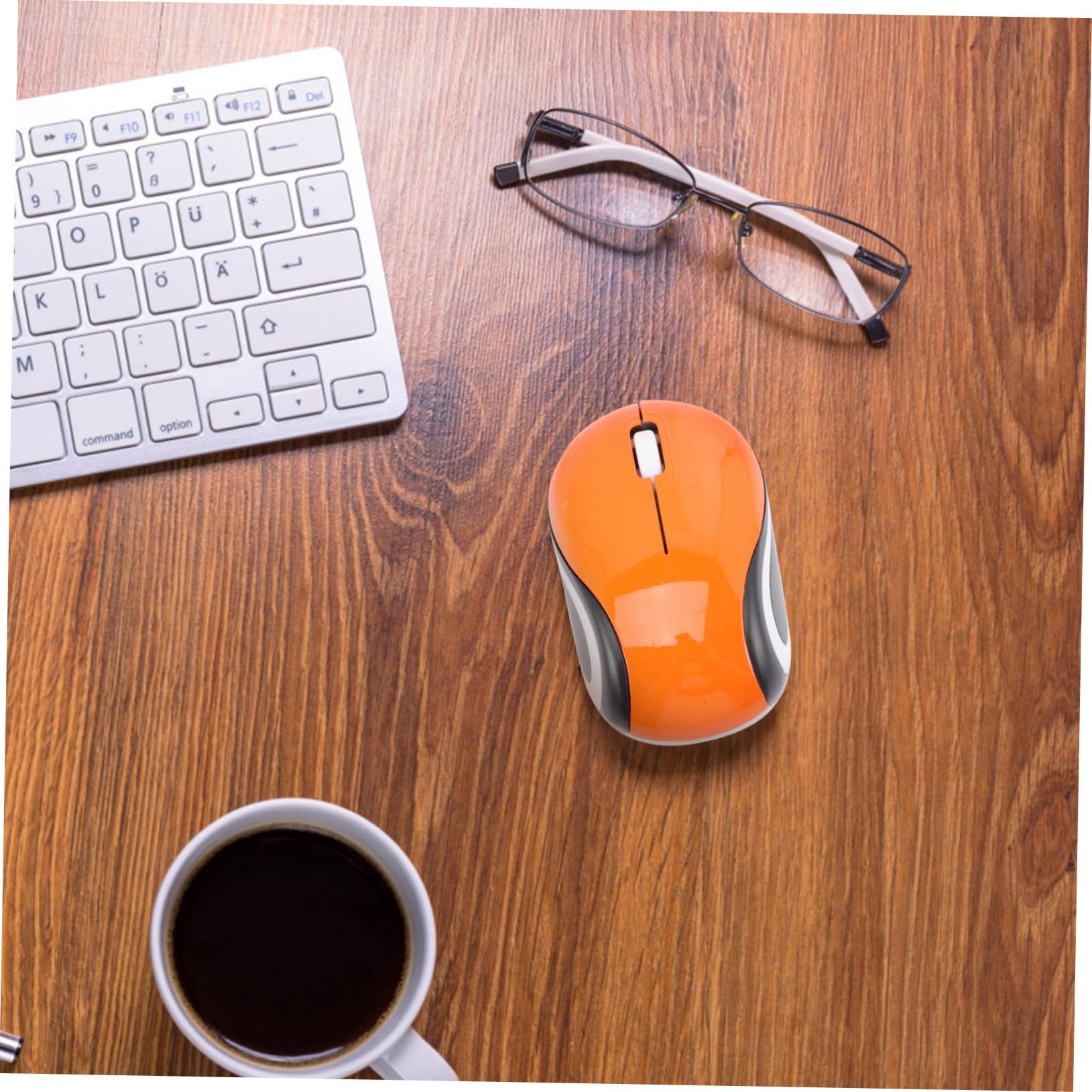 Mouse Wireless Piccolo Ricaricabile con Ricevitore Usb, Design Ergonomico in Abs, per Ufficio e Custodia Computer, Colore Arancia