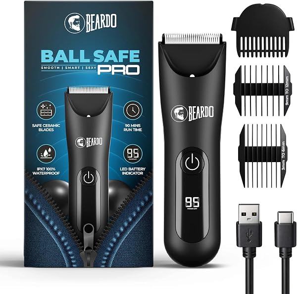 Beardo Ball Safe Pro Trimmer | Intimate Trimmer for Men | IPX7 Waterproof | Safe Ceramic Blades | 40mm T-