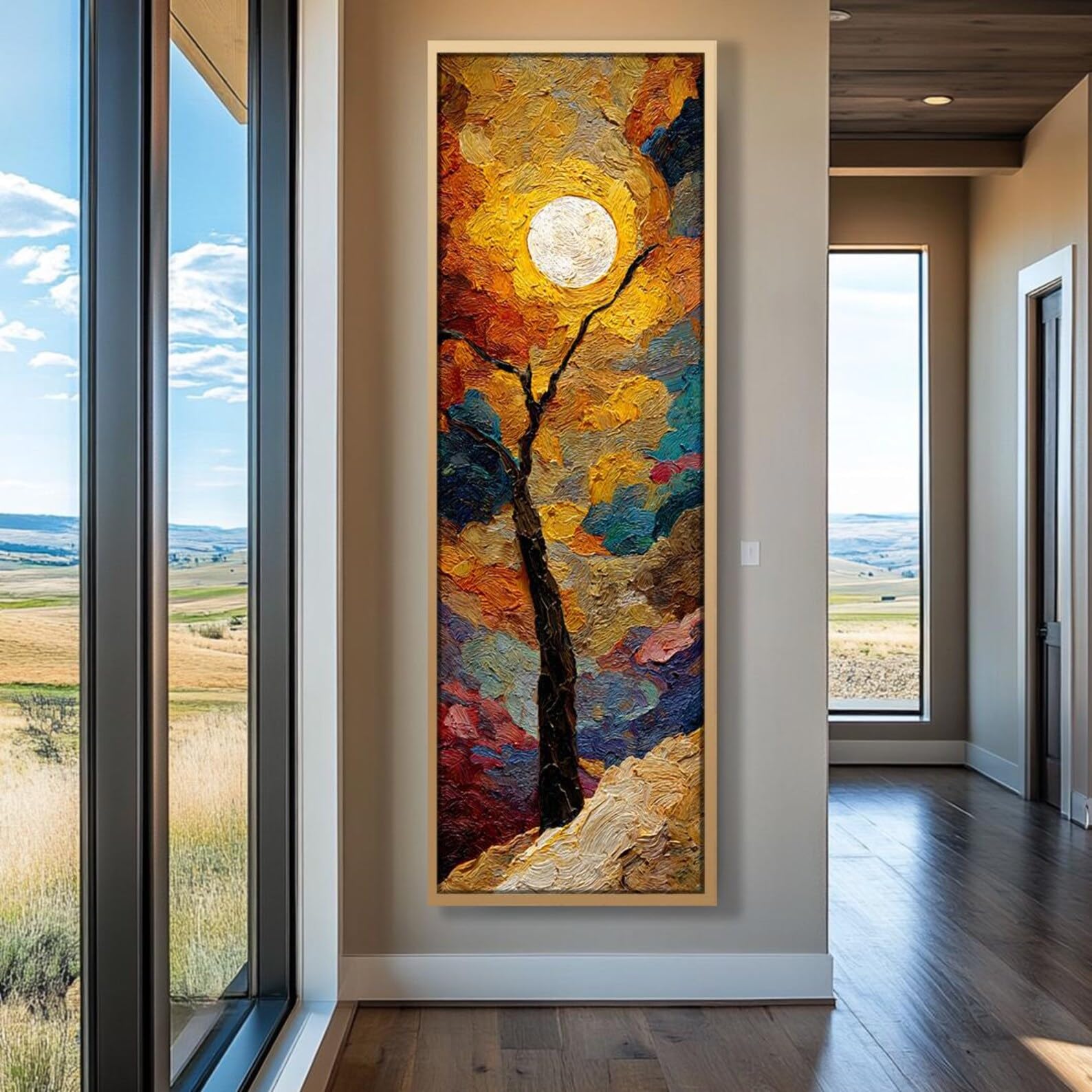 XINBAO Quadro su tela alto e sottile, dipinto lungo e stretto, arte verticale da parete, stampa su tela incorniciata per uffici, corridoi o stanze (40x120 cm/cornice interna)