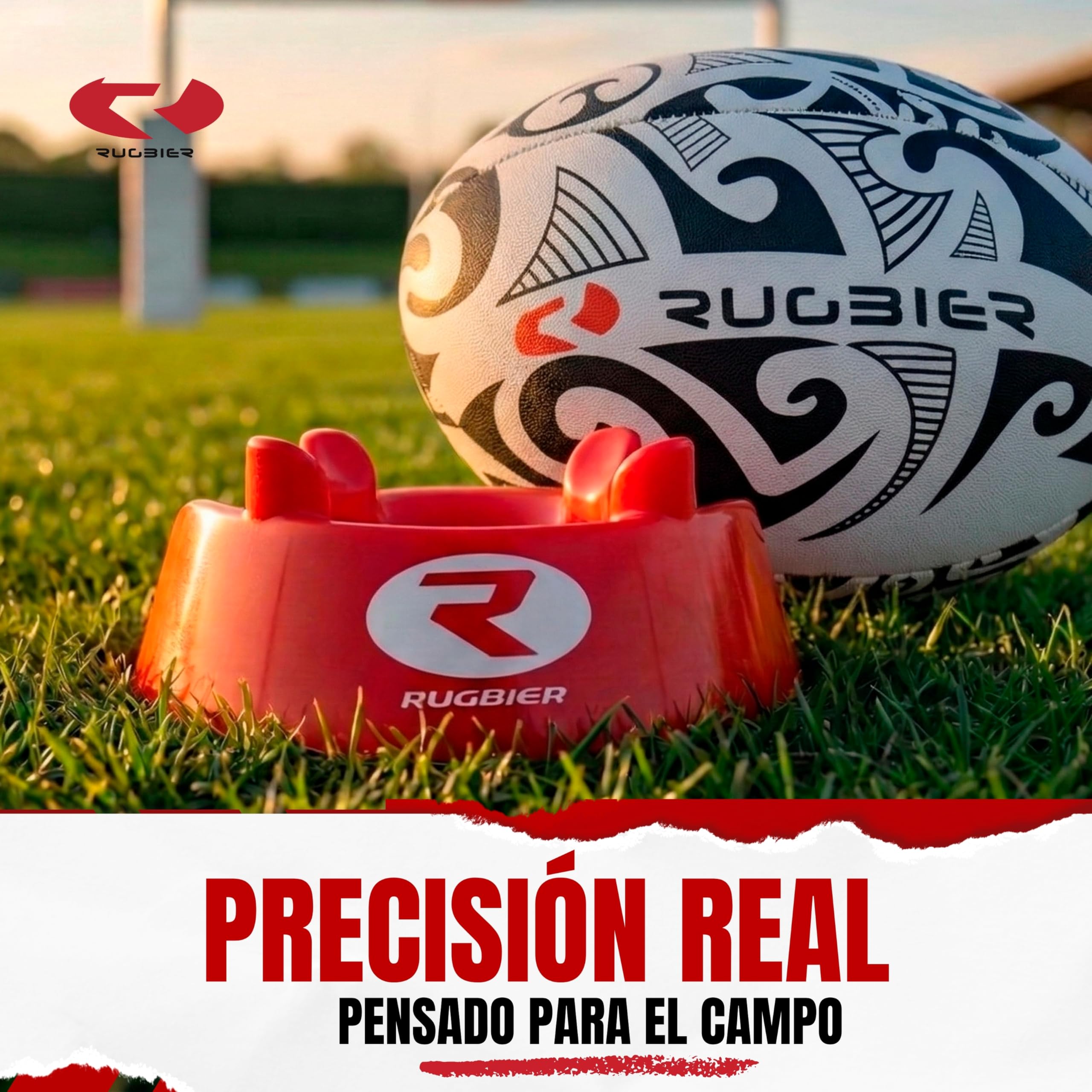 tee de Rugby Profesional Standard – Kicking tee para Patadas, Conversiones y Entrenamiento – Soporte Balón Rugby Alta Estabilidad – Accesorio Rugby Competición – Color Rojo