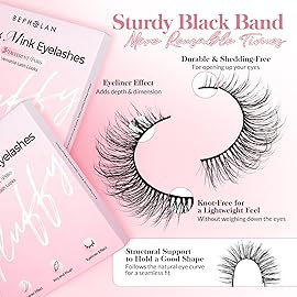 Bepholan False Eyelashes 3D Faux Mink Lashes Natural Look Super Fluffy Eyelashes Volume Strip Eyelashes, Cat Eye Lashes Lightweight Fake Eyelashes Easy to Apply 3 PairsM101