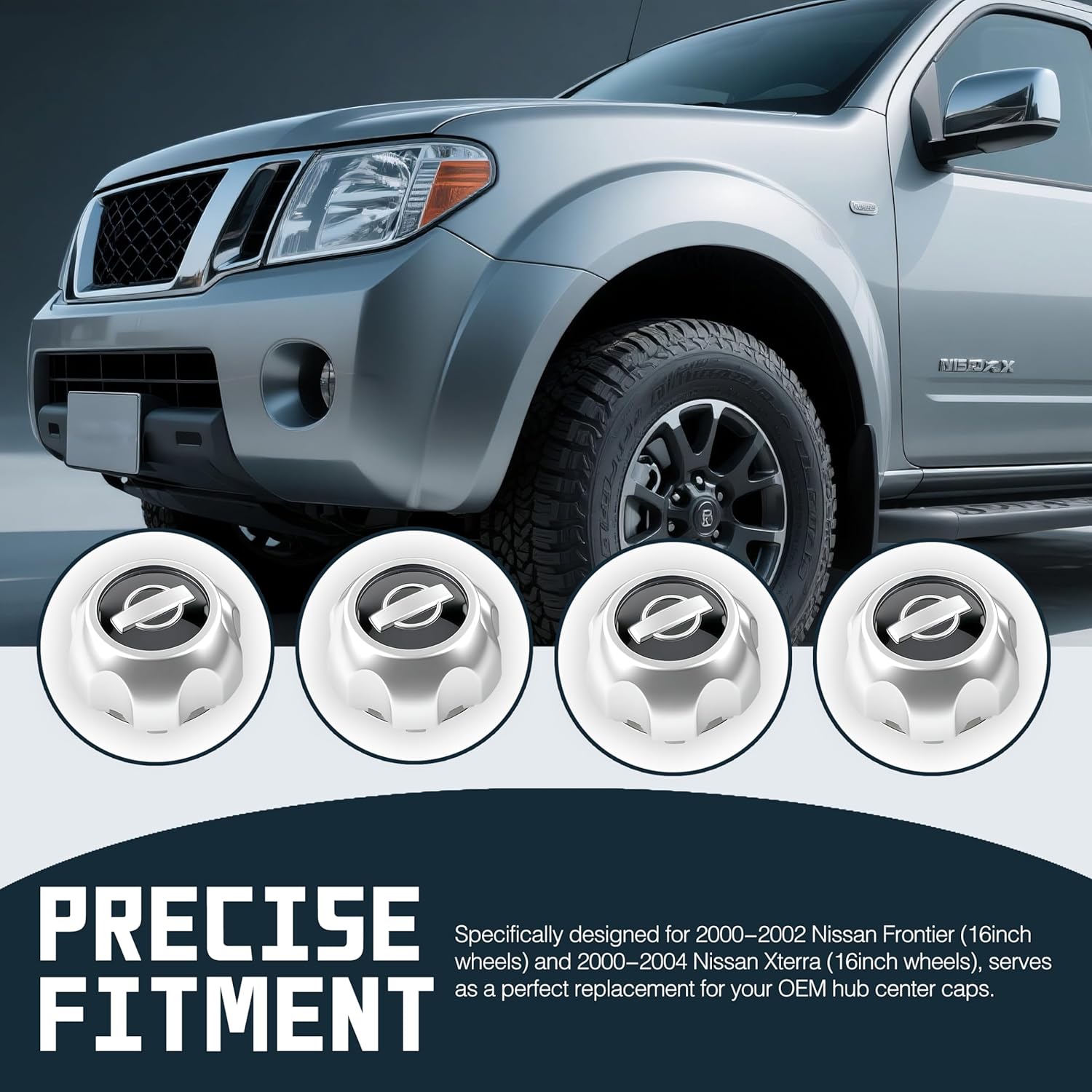 4pcs Silver Wheel Hub Center Cap Compatible with Frontier Xterra 00-04 16in 40315-7Z100