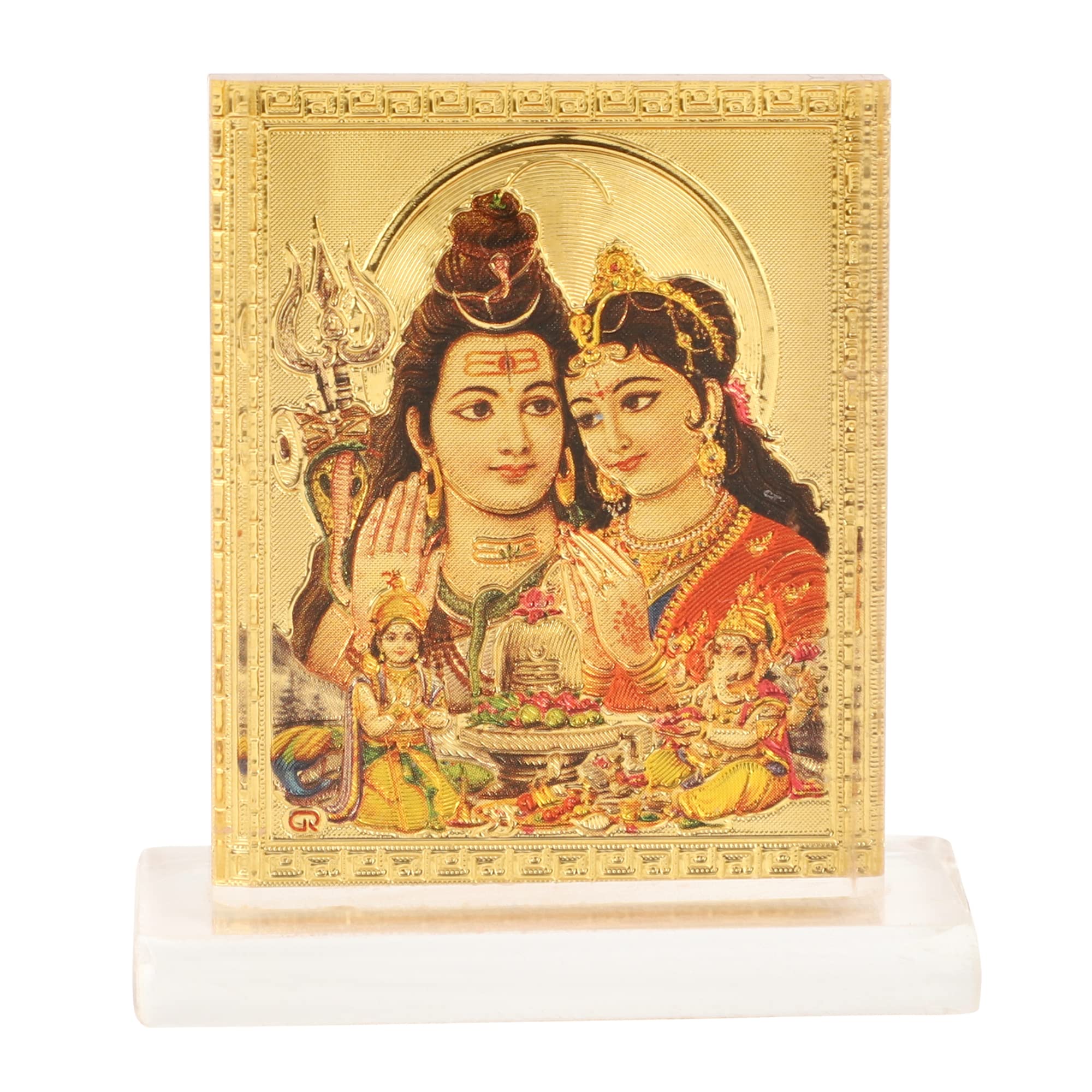 Laps of Luxury® Shiva Parivar Prism Design Acrylic Car Dashboard God Idol 3x2.5 Inches