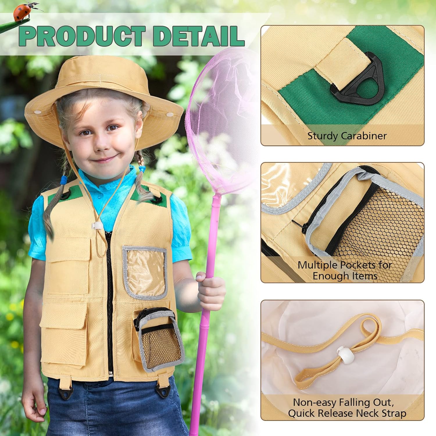 Kit Explorateur Enfant - Costume Safari Avec Gilet, Chapeau, Loupe Et Pincettes - Pour 5-8 Ans - 4