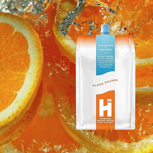 Agua potable con infusión de hidrógeno de naranja sangre HTWO de 16.9 onzas, agua potable con infusión de hidrógeno puro para recuperación natural