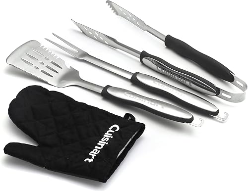 Cuisinart CGS-134BL - Juego de herramientas de parrilla con guante de parrilla, color negro (3 piezas)